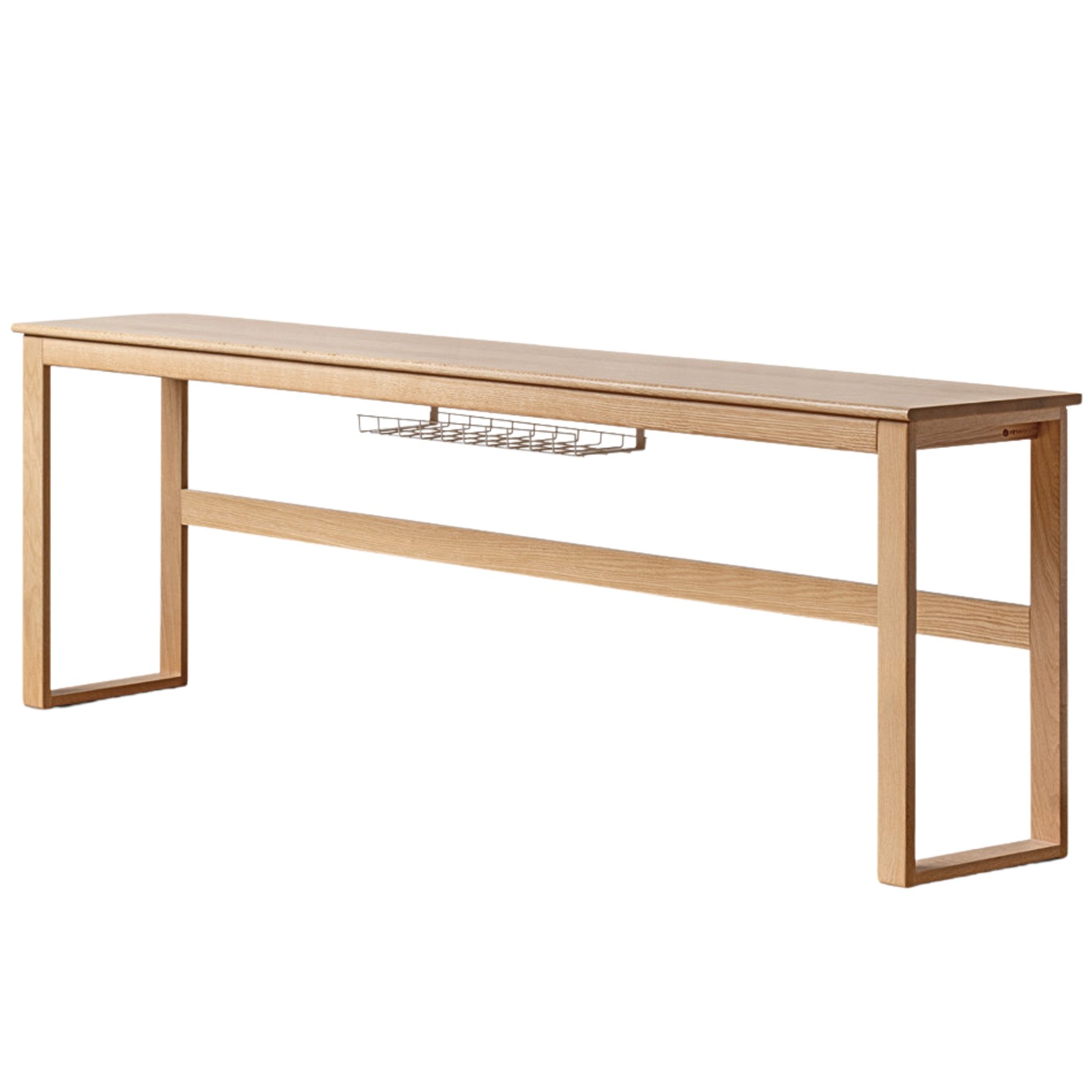 Solid Oak and Poplar Wood Long Narrow Desk - Modern Minimalist Home Office Writing Table for Small Spaces | Perfect for Study, Work, and Laptop Use