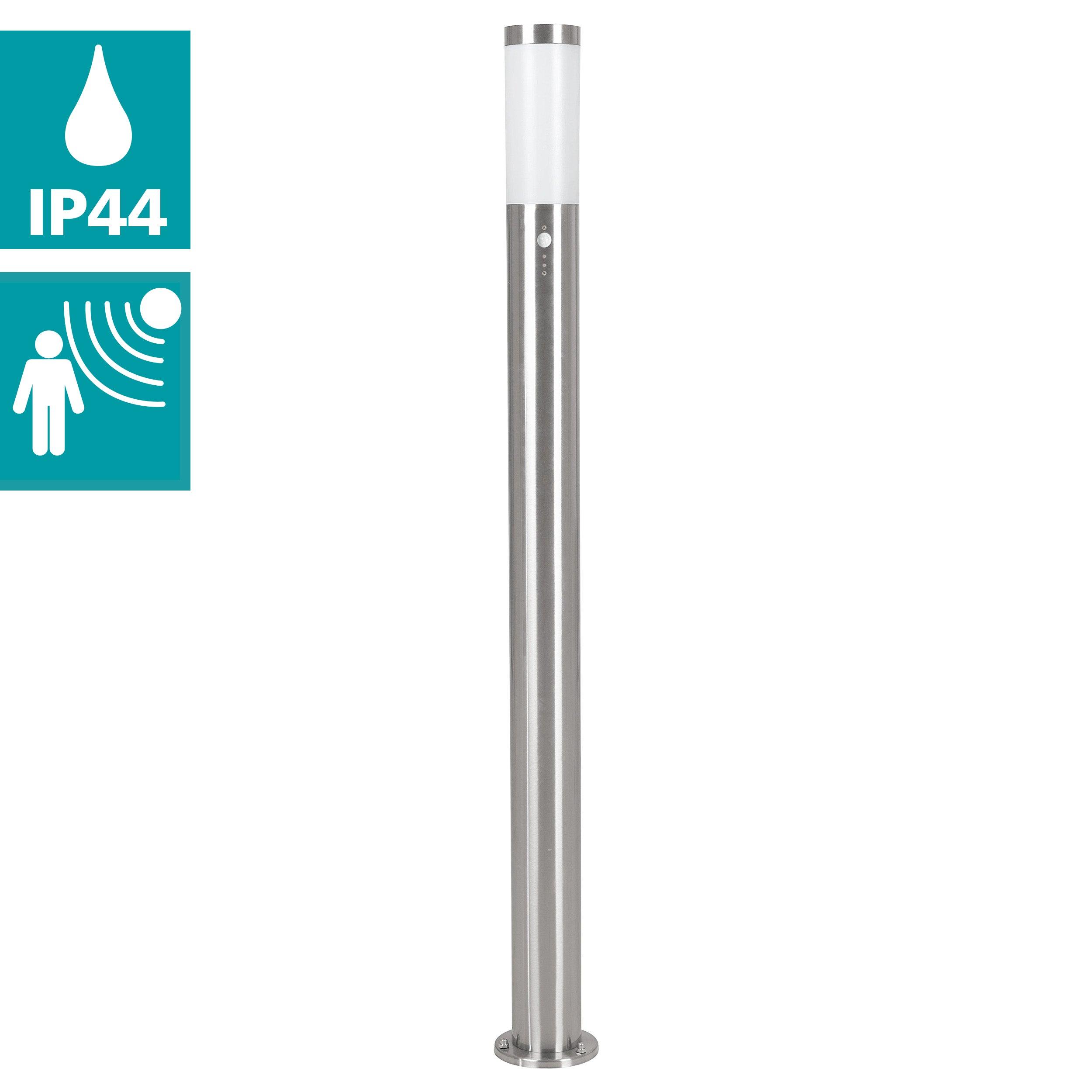 Eglo Helsinki 110cm Stainless Steel IP44 Outdoor Bollard Light with PIR Motion Sensor - Perfect for Driveway, Garden Path, and Landscape Lighting