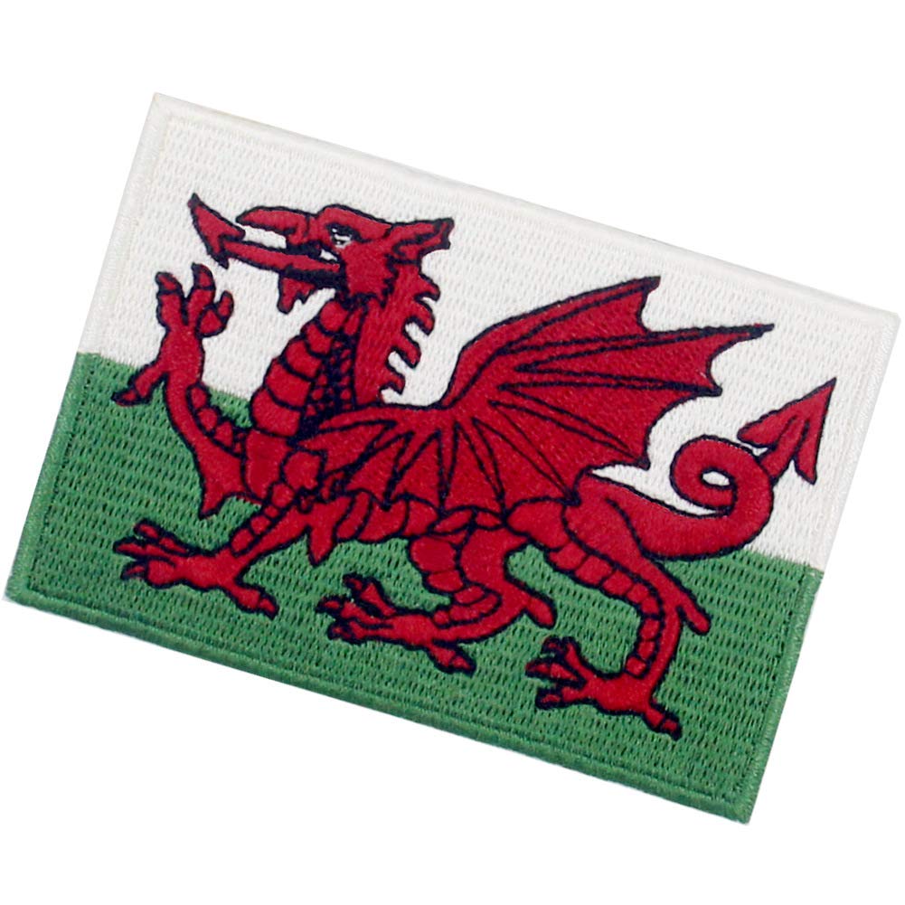Wales Flag Patch - Embroidered Welsh Applique for Iron On or Sew On - Perfect for Backpacks, Jackets, and DIY Crafts