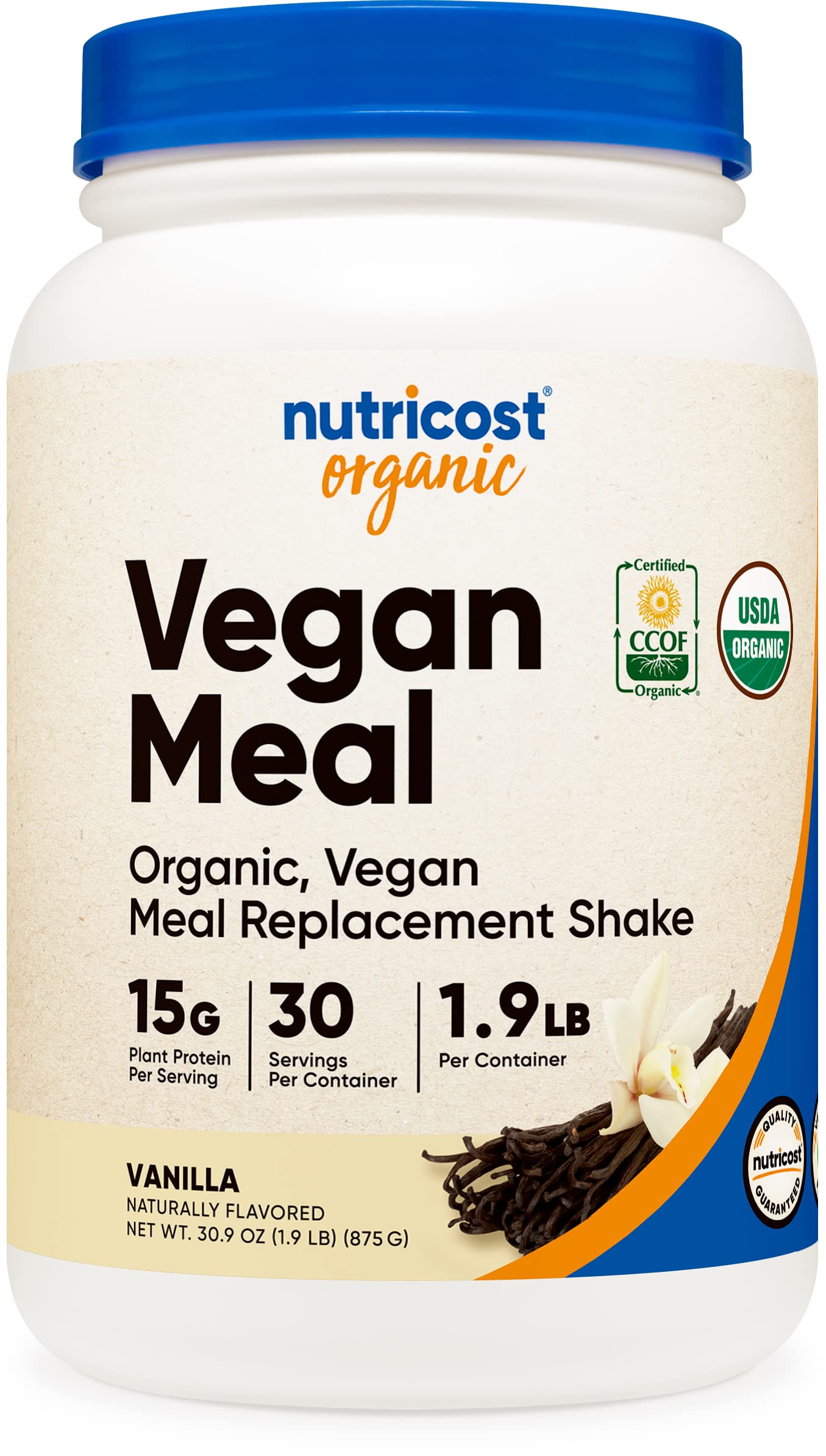 Nutricost Organic Vegan Meal Replacement Shake Powder (Vanilla) - USDA Organic Certified, Vegan, Gluten Free Protein Powder for Weight Loss & Muscle Gain - Perfect for Breakfast, Post-Workout & On-the-Go Nutrition
