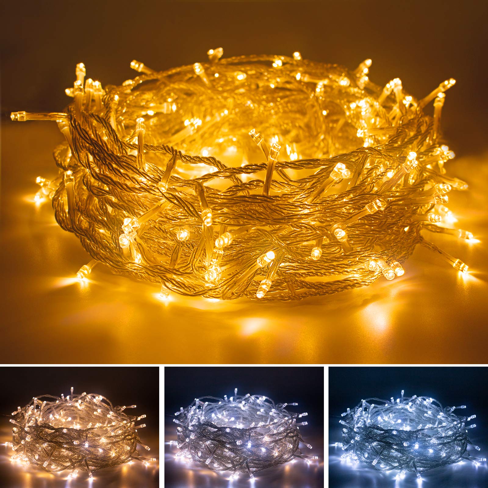 200 LED Christmas String Lights - 66FT Fairy Lights with Remote, 11 Modes & Timer, Waterproof for Indoor/Outdoor - Perfect for Wedding, Party & Christmas Decor (Warm White)