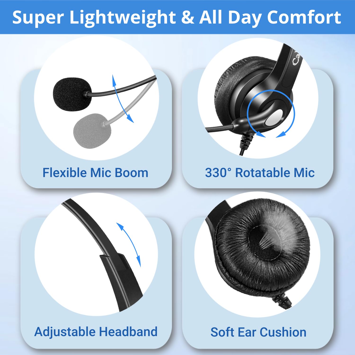 Noise Cancelling RJ9 Phone Headset with Microphone - Compatible with Cisco IP Phones 7940/7942/7945/7960/7962/7965/7821/7841/8811/8841/8845/8851 & Plantronics M10/M12/M22 - Perfect for Office Calls, Customer Service & Remote Work