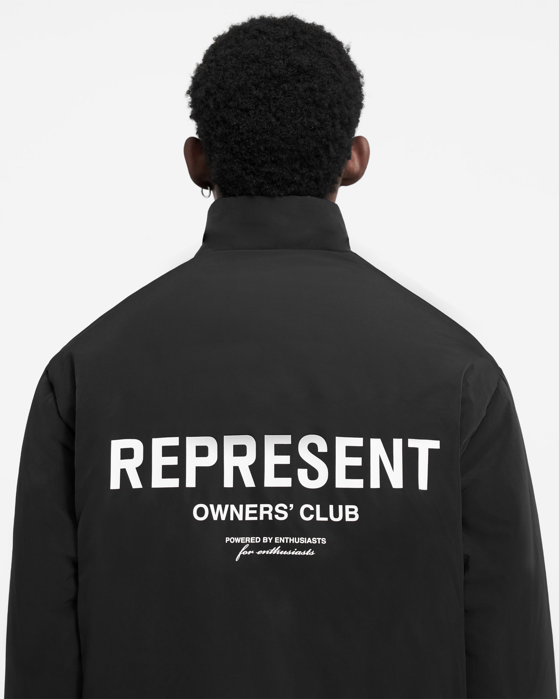 Represent Owners Club Wadded Jacket - Premium Black Puffer Coat for Men | Winter Outerwear for Urban Streetwear & Cold Weather Fashion
