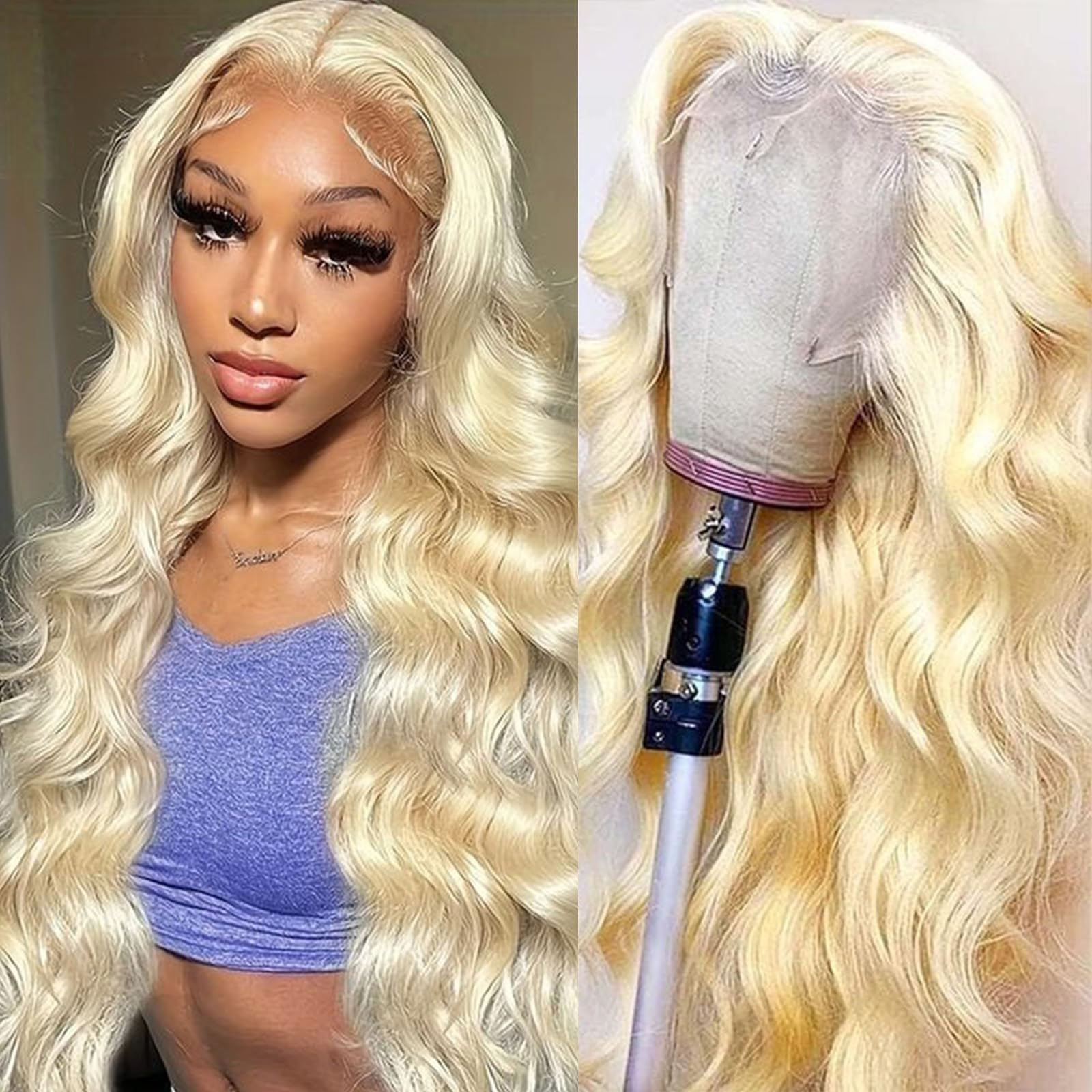 13x6 Lace Front Wig Human Hair 200% Density Blonde - 28 Inch Pre Plucked 12A Blonde Body Wave Human Hair Wig for Women | Daily Wear, Cosplay, Parties & Special Occasions