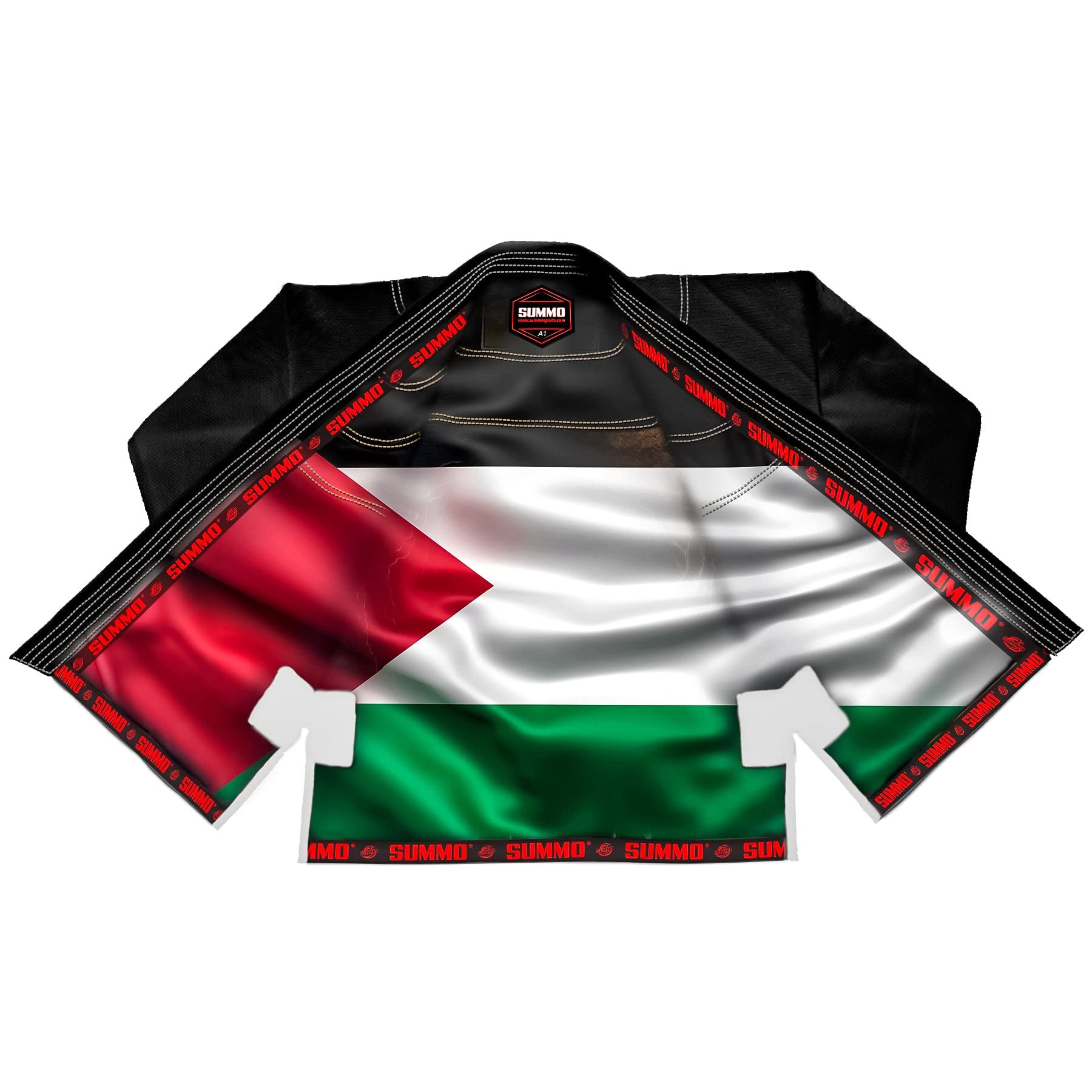 Summo Palestine Black BJJ Gi - Premium Brazilian Jiu-Jitsu Uniform for Training & Competition - Lightweight & Durable for MMA, Grappling & No-Gi Sessions