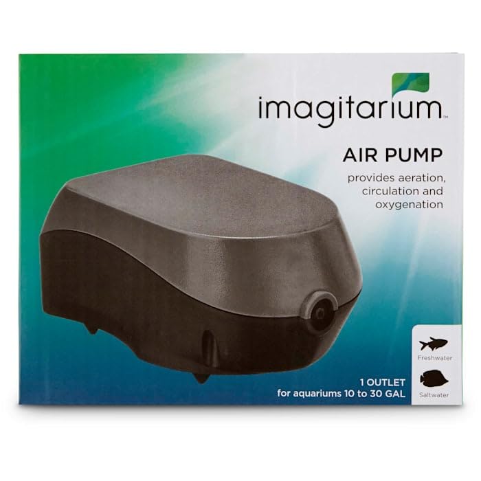 Imagitarium 2.5W Aquarium Air Pump for Fish Tank - Quiet Oxygen Pump for Freshwater & Saltwater Tanks - Ideal for Home, Office, or Pet Store Aquariums