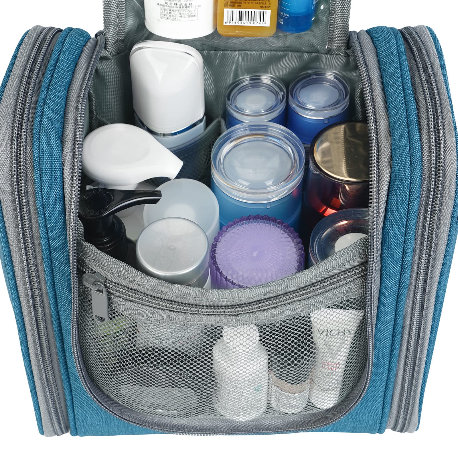 Narwey Hanging Travel Toiletry Bag - Waterproof Cosmetic Organizer for Women & Men - Medium Size Navy Blue Makeup Bag - Perfect for Bathroom, Gym, Camping & Air Travel