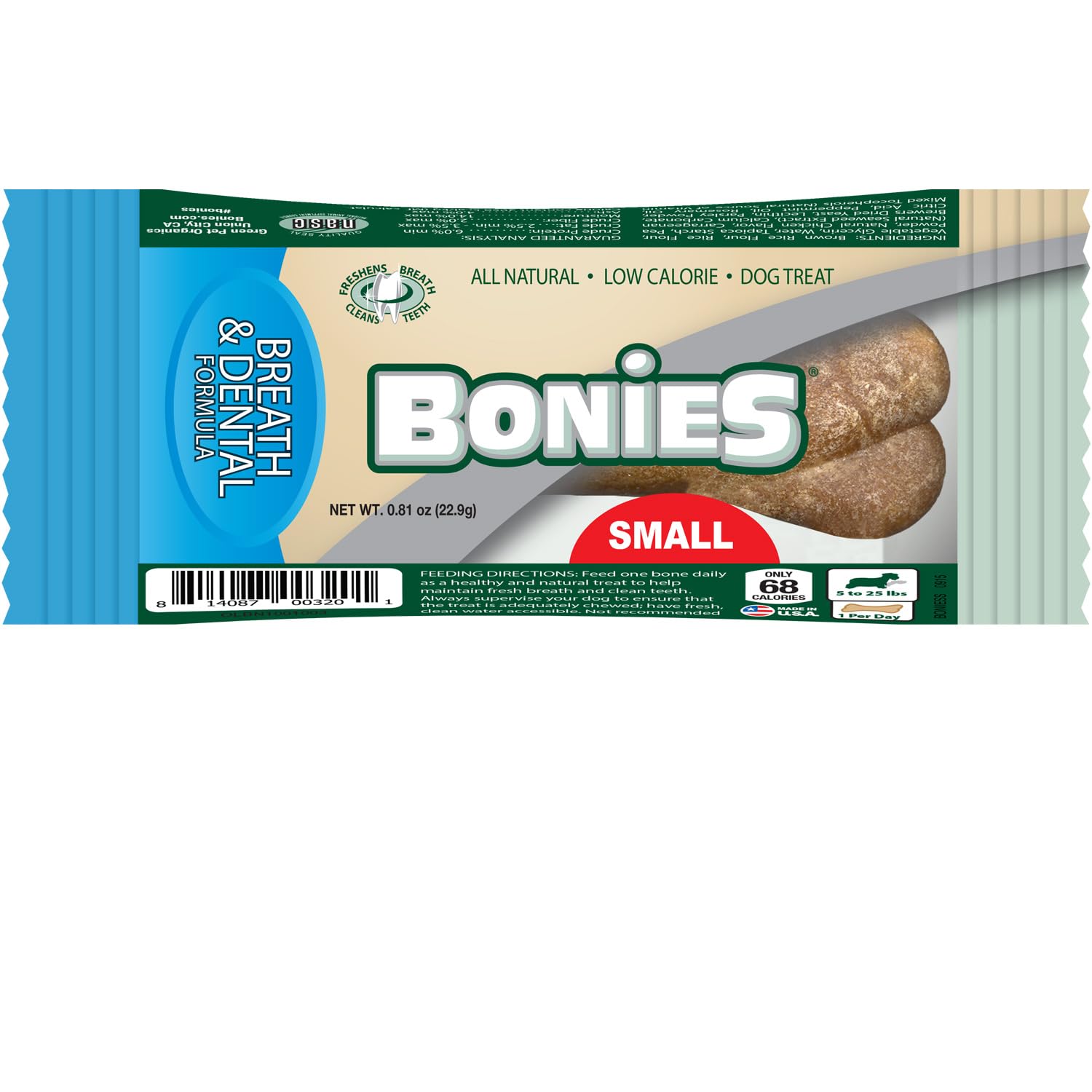 Bonies Natural Breath & Dental Chews for Small Dogs - All-Natural Chicken Flavor Dental Bone, Freshens Breath & Cleans Teeth | Low-Calorie Healthy Treat for Puppies & Small Breed Dogs | Perfect for Daily Oral Care & Training Rewards