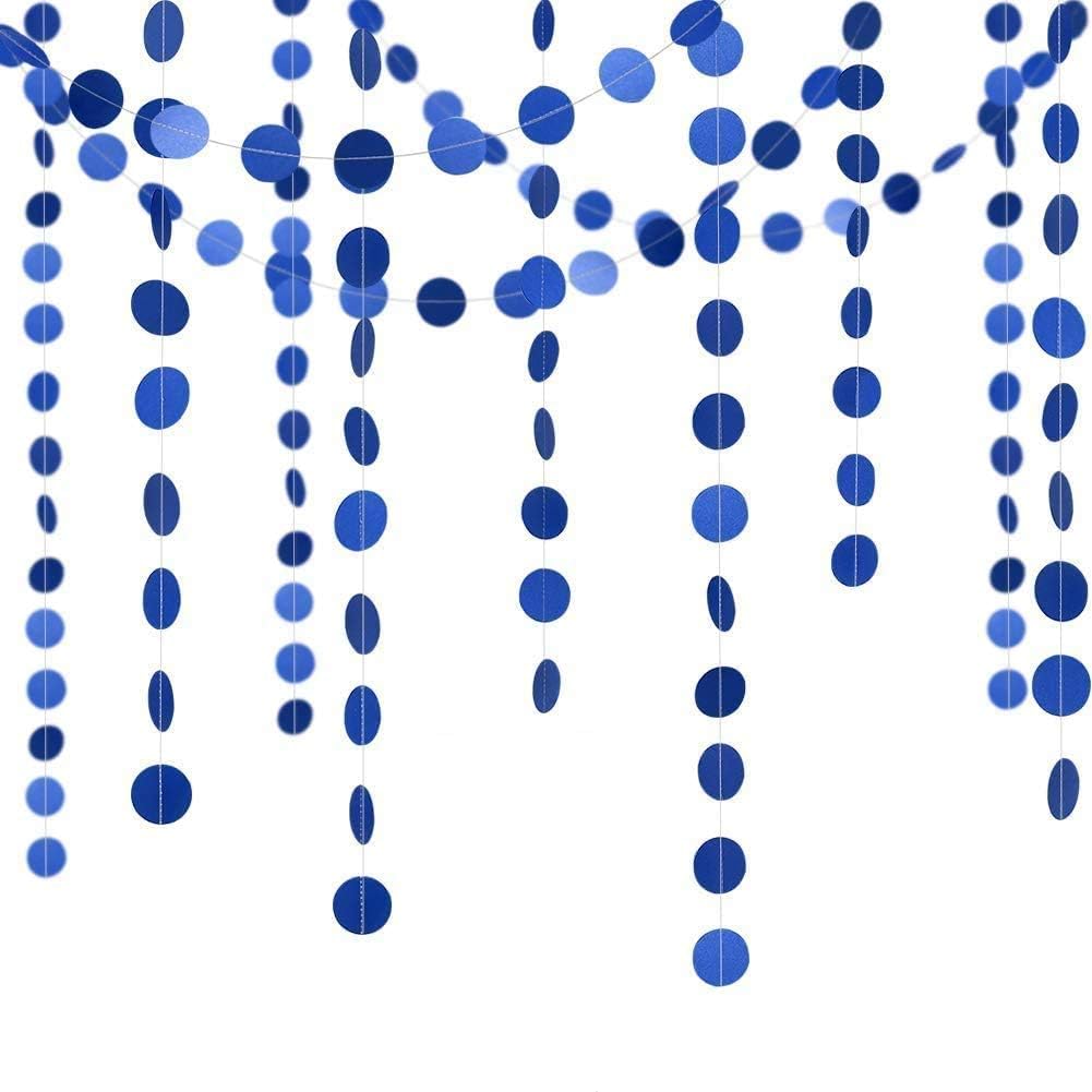 Navy Blue Polka Dot Garland - Wedding Party Decorations, Winter Wonderland Hanging Streamers, Circle Dot Backdrop Banner for Birthday, Baby Shower & Bachelorette - Perfect for Indoor/Outdoor Events, Photo Booths & Holiday Celebrations