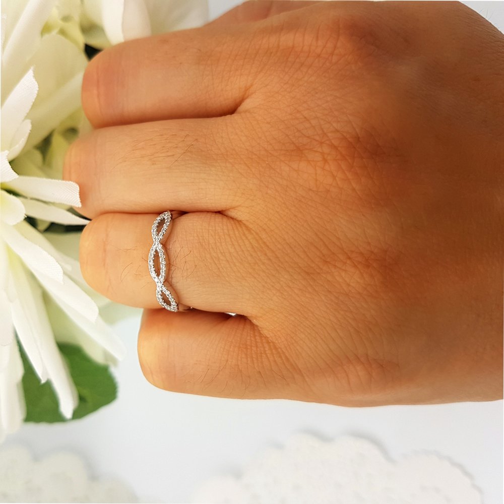 Dazzlingrock 0.20 Carat Round Diamond Infinity Swirl Wedding Band Ring for Women - Sterling Silver Anniversary Jewelry Gift for Wife, Girlfriend, Fiancée - Perfect for Engagement, Wedding, Valentine's Day & Special Occasions