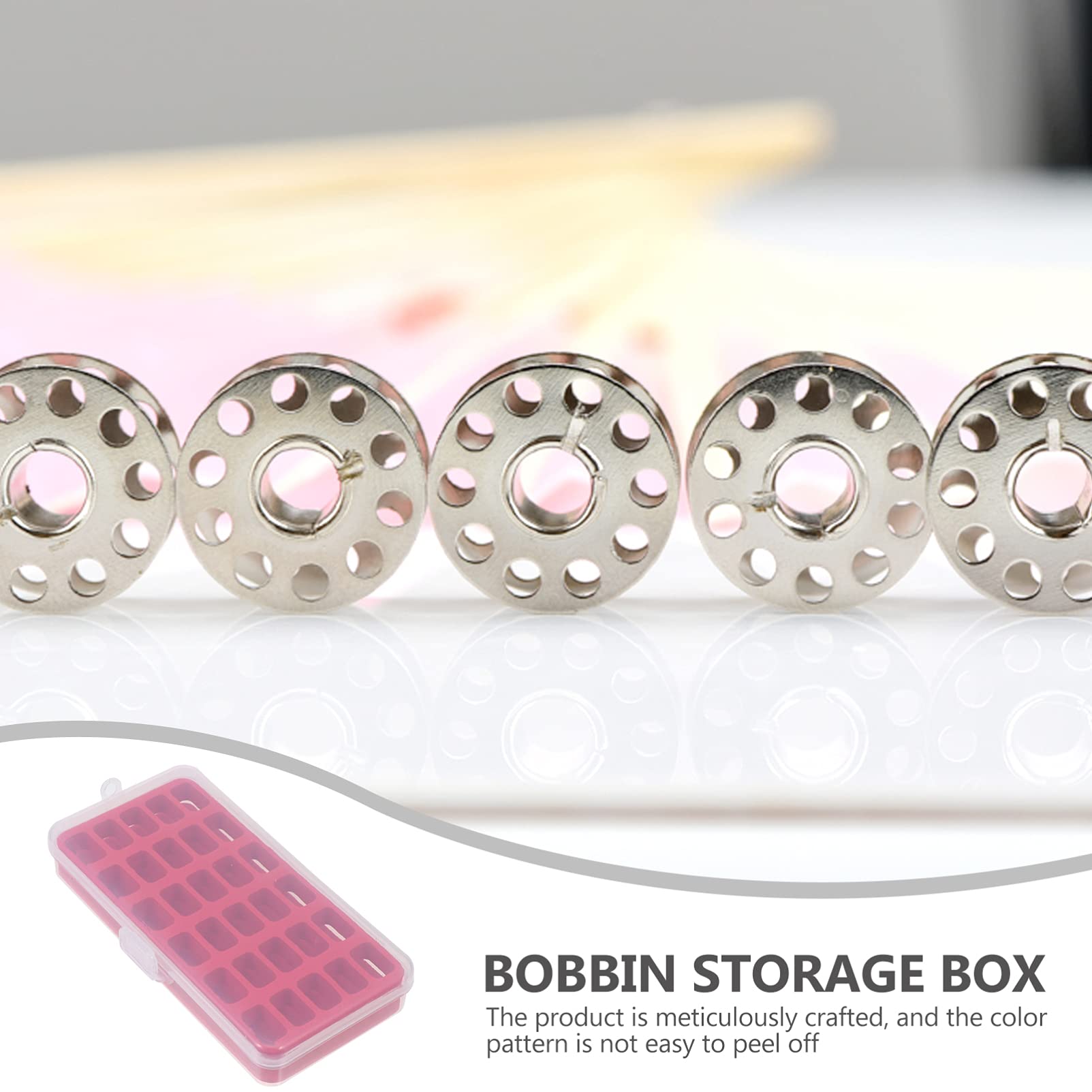 30-Slot Plastic Bobbin Storage Case - Empty Spool Thread Holder & Organizer for Sewing Machine Accessories | Perfect for Sewing Rooms, Craft Stations & Quilting Workshops (Red)