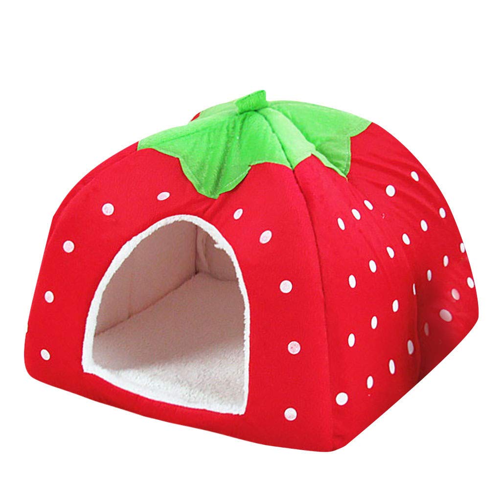 Watonic Dog Bed & Cat Bed - Pet House with Wave Point Design, Strawberry Style - XL Red Pet Supplies for Dogs & Cats - Perfect for Indoor & Outdoor Use, Bedroom, Living Room, or Kennel