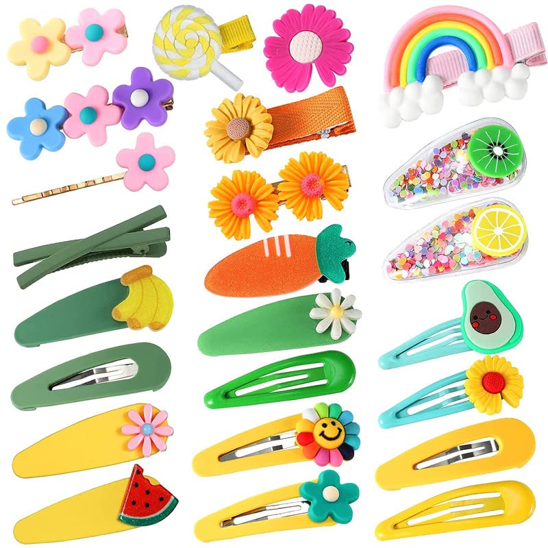 Shidara Cute Fashion Hair Clips Set for Girls - 10pcs Colorful Flower & Fruit Hairpins, Barrettes for Baby, Toddler, Kids & Teens | Perfect for School, Parties & Daily Styling | Multicolor