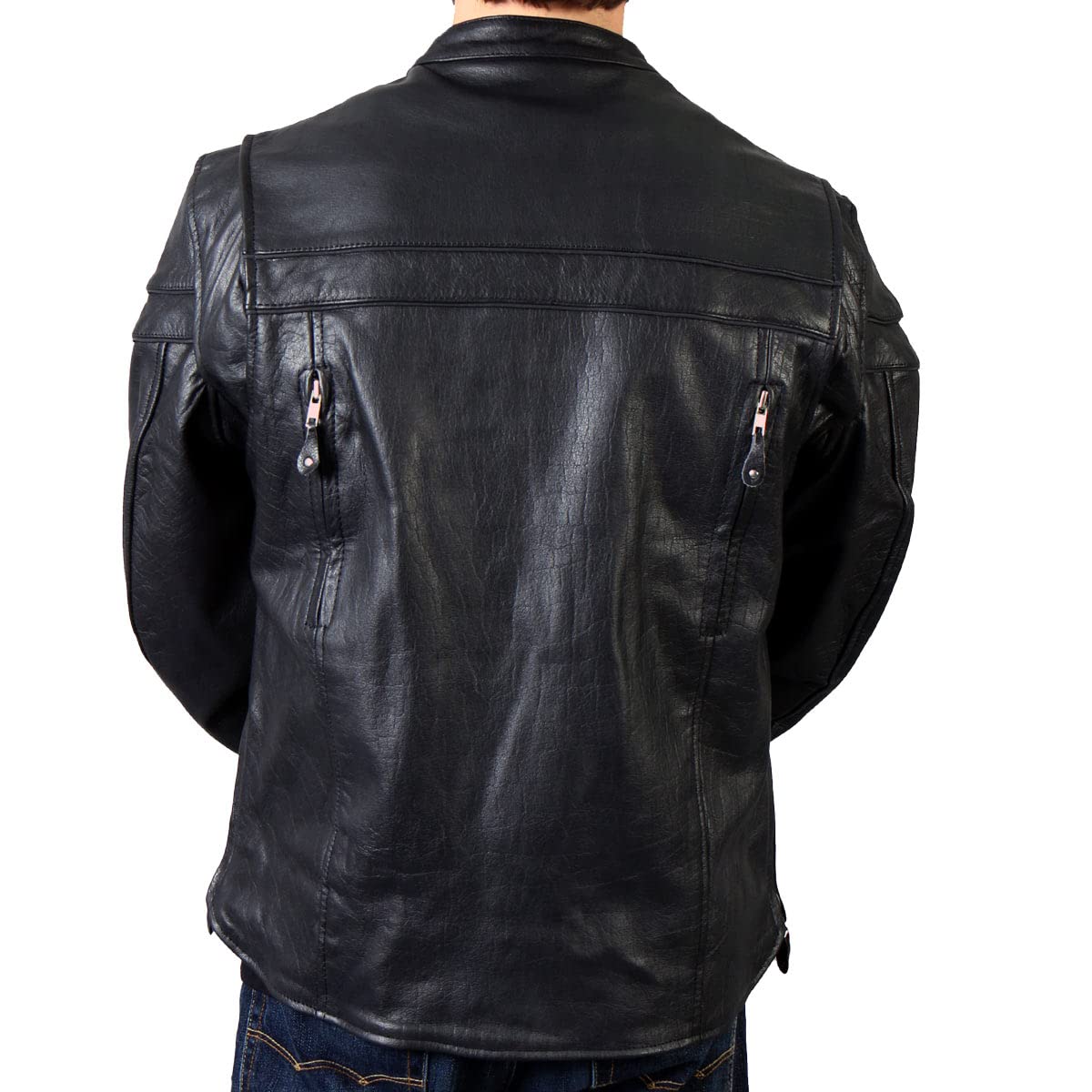 Hot Leathers Black Leather Men's Jacket with Double Piping - Premium Biker Jacket for Motorcycle Riding & Casual Wear