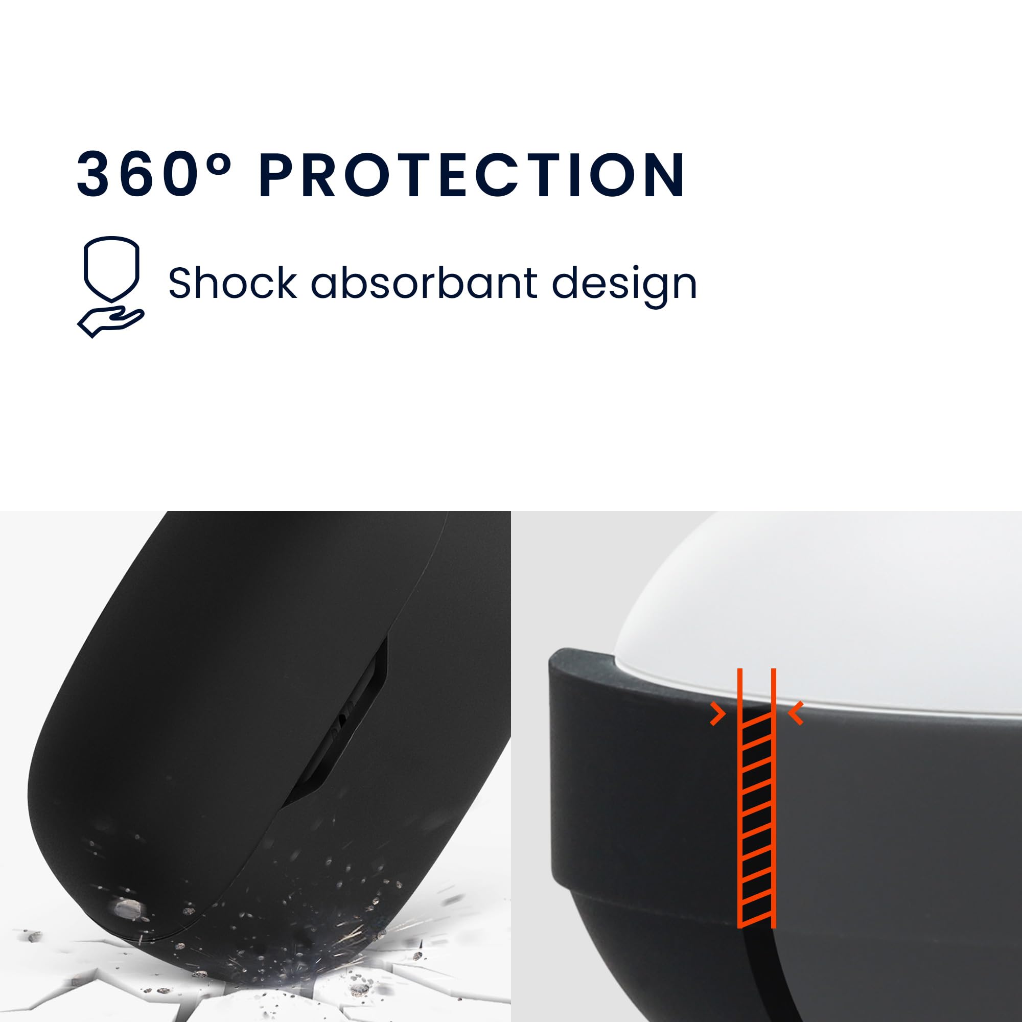 kwmobile Silicone Protective Case Cover for JBL Wave Beam Earbuds - Shockproof & Scratch-Resistant Black Cover - Perfect for Gym, Travel, and Daily Use