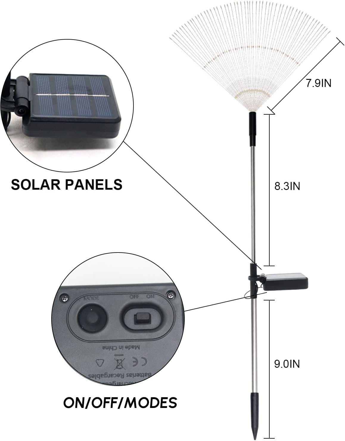 180 LED Solar Garden Lights - Waterproof Outdoor Solar Firework Stake Lights, 2 Pack Solar Powered Twinkle String Lights for Yard, Pathway, Patio Decor (White) | Perfect for Backyard, Garden, Walkway & Landscape Lighting
