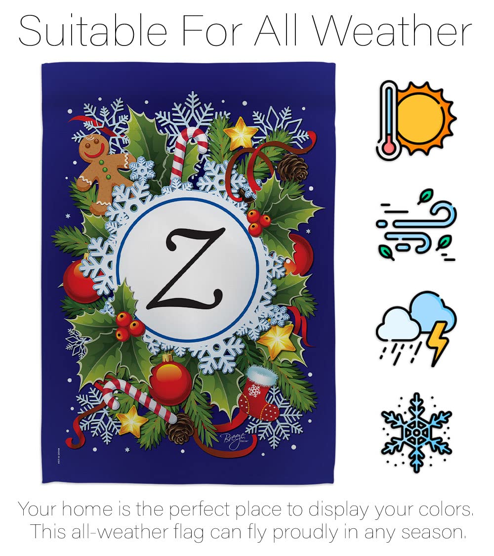 Z Initial Winter Wonderland House Flag Set 28x40 - Outdoor Holiday Decor