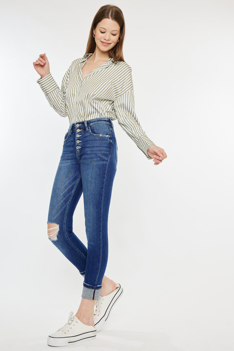 Sparrow High Rise Cigarette Leg Jeans for Women - Slim Fit Stretch Denim Pants - Perfect for Work, Casual Outfits & Night Out
