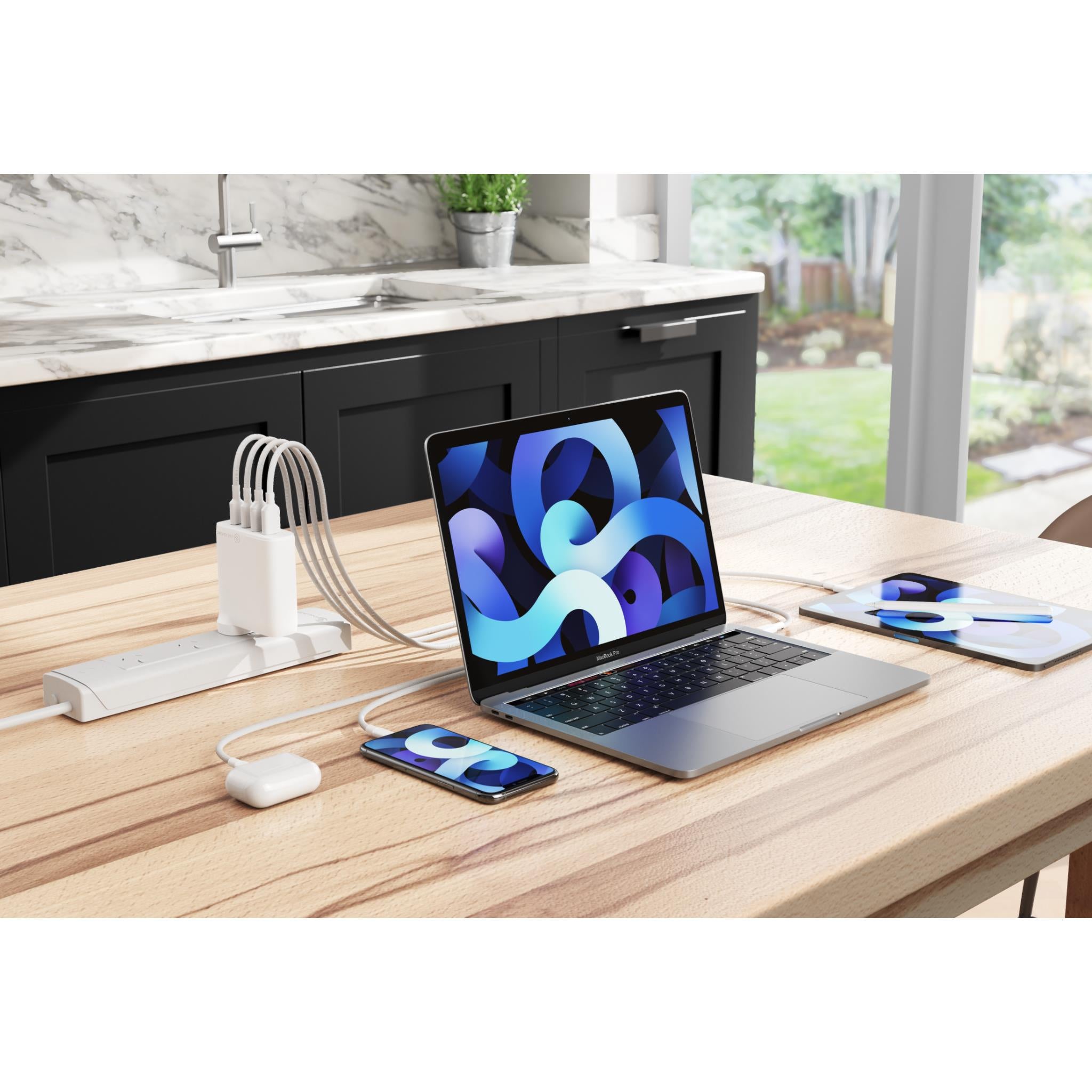 ALOGIC 100W GaN Fast Charger - 4 Port USB C Wall Charger with 100W Cable for MacBook Pro, iPhone 15, iPad, Samsung Galaxy - Compact Travel Charger for Home, Office & Hotel Use