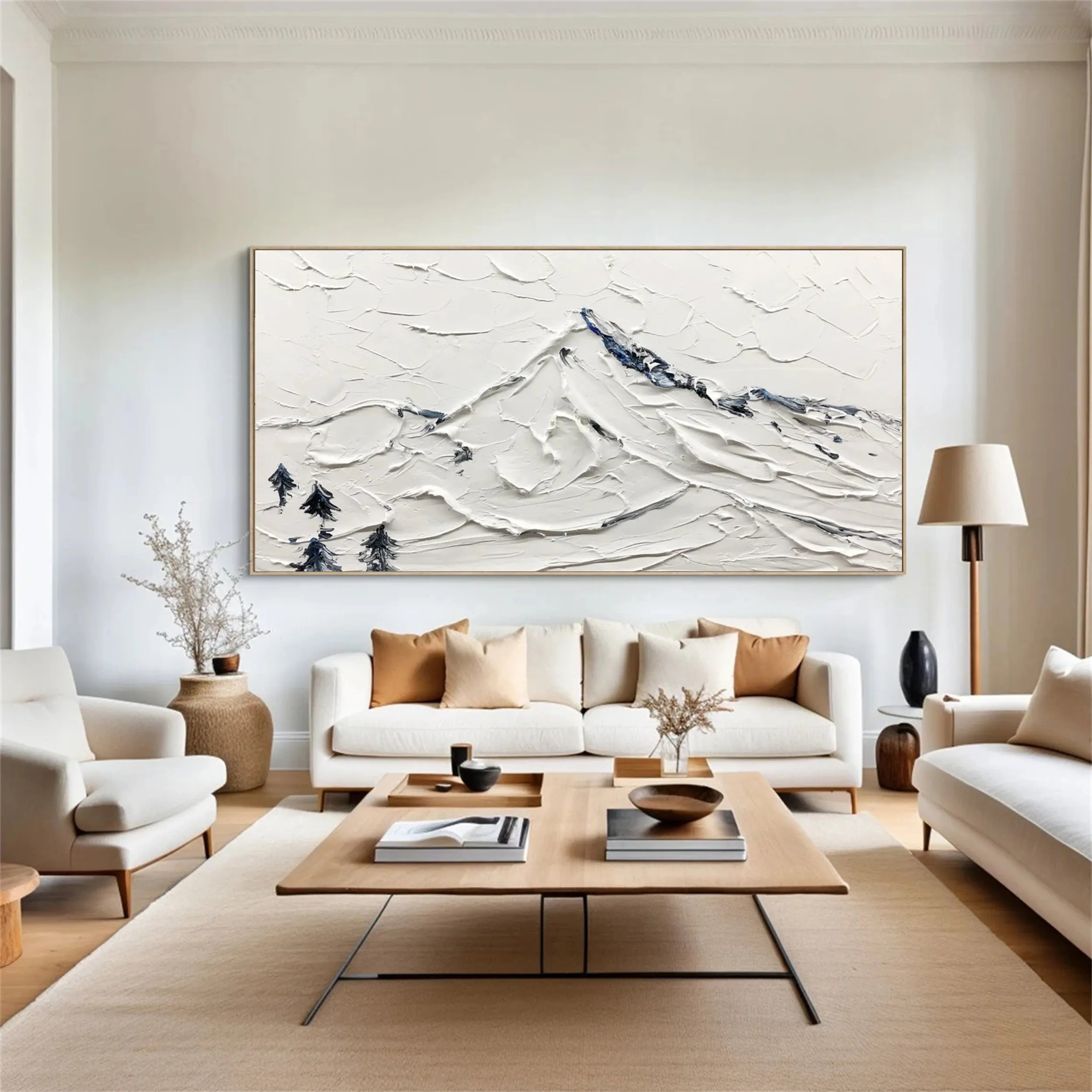 White Minimalist Textured Painting Canvas #MM236 - Modern Abstract Wall Art for Living Room, Bedroom & Office Decor