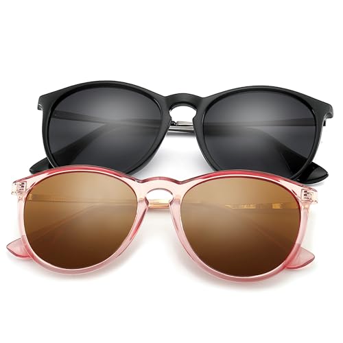 2 Pack (Polarized): Matte Black/Gray+glossy Pink Brown/Light-brown