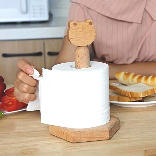 Premium Beech Wood Roll Paper Holder - Vertical Desktop Towel Rack for Bathroom & Kitchen - Solid Wood Paper Storage Organizer - Perfect for Home, Office, and Restaurant Use