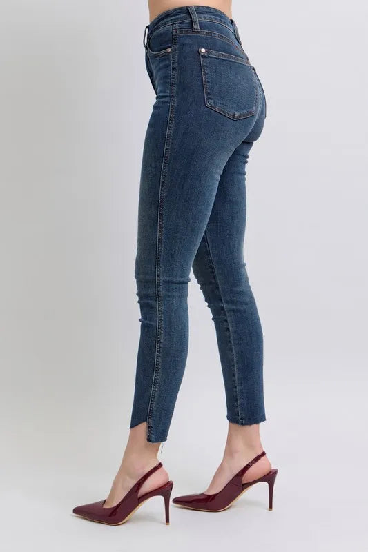 Judy Blue High Waist Tummy Control Skinny Jeans for Women - Plus Size Denim Pants with Step Hem Detail | Perfect for Casual Wear, Office Outfits & Date Nights