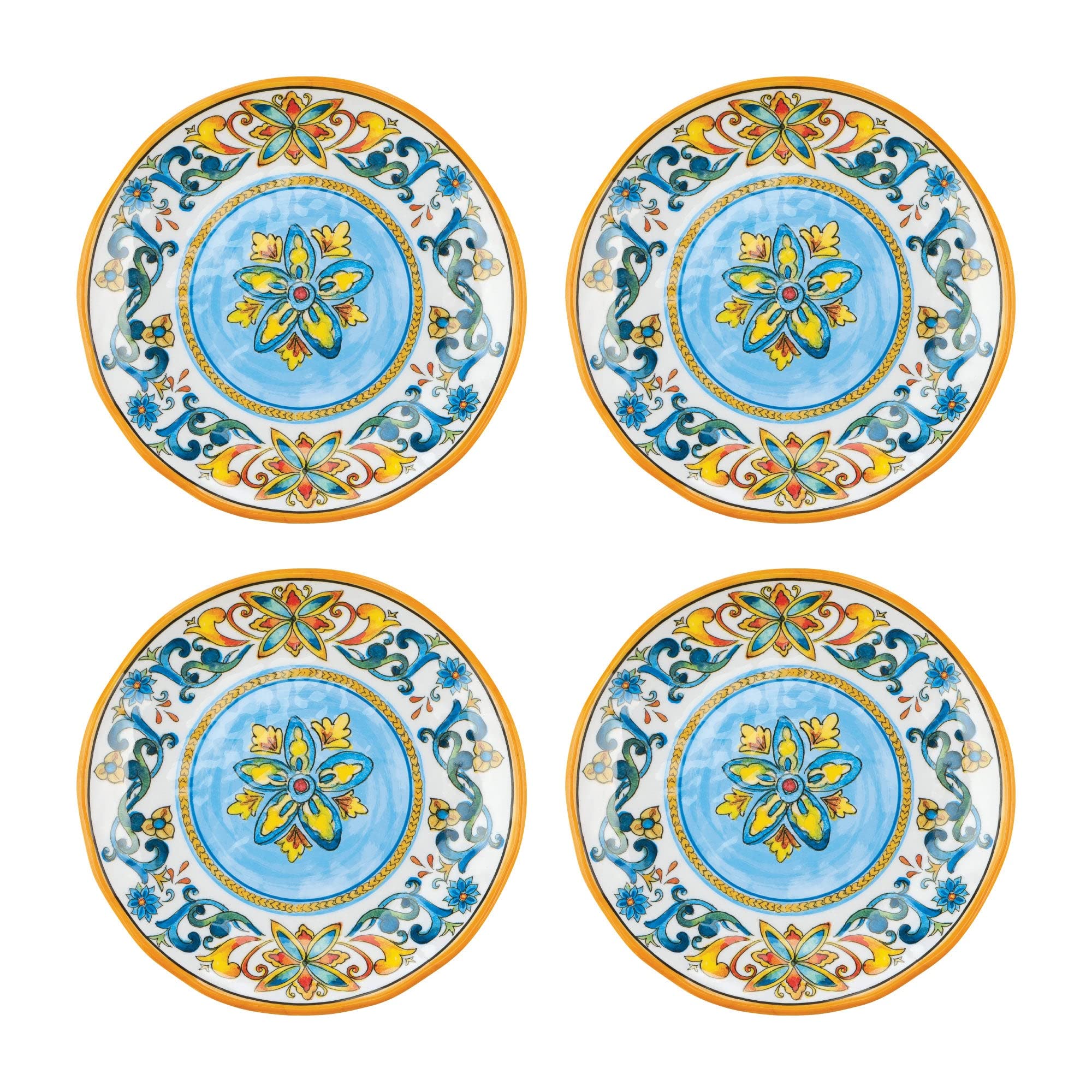 UPware 6 Inch Melamine Dessert Plates - 4-Piece Set for Party, Appetizers & Snacks (Chianti)