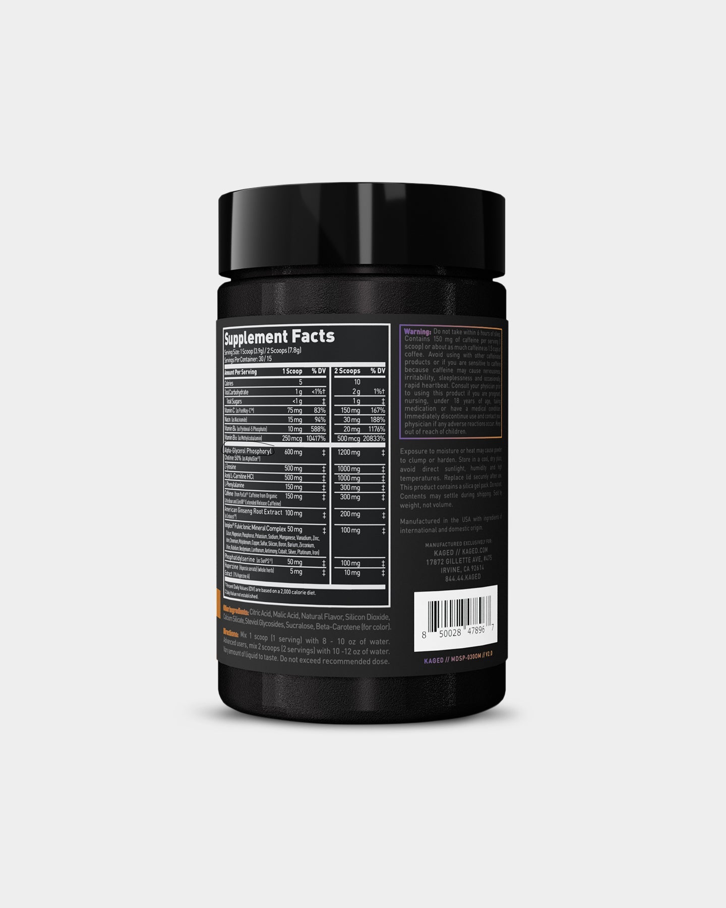 KAGED Mindset + Caffeine Pre-Workout Supplement - Boost Energy, Focus & Performance for Gym, Running & Fitness Training