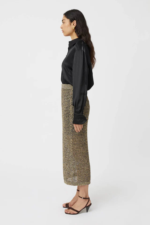Eclipse Knit Skirt for Women - Stretchy High Waist Midi Skirt with Pockets | Perfect for Work, Date Night & Casual Outfits