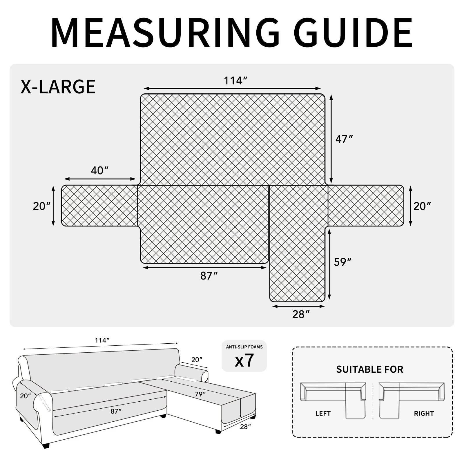 ISSUNTEX Reversible L-Shaped Sectional Couch Cover for Dogs & Pets - Water Resistant Sofa Protector for Chaise Lounge, Furniture Protector for Kids & Pets (X-Large, Chocolate/Chocolate) - Perfect for Pet Owners & Family Homes with Active Lifestyles