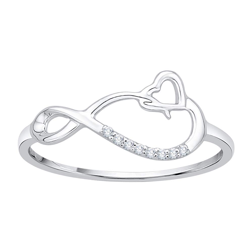 Sterling Silver Infinity Heart Ring with Diamond Accent (G-H, I2-I3) - Perfect for Valentine's Day, Anniversary & Romantic Gifts