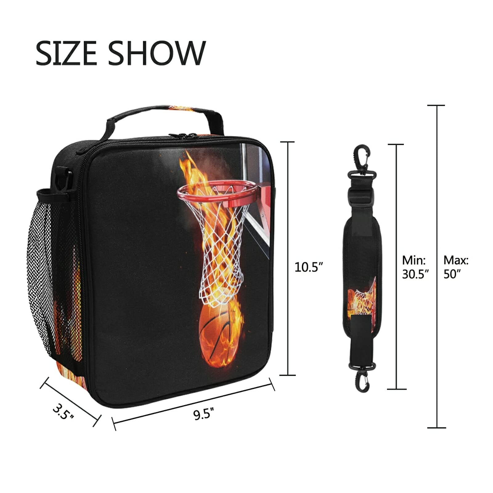 Insulated Basketball Lunch Bag for Women & Teens - Freezable Cooler Tote with Shoulder Strap, Waterproof Picnic Meal Bag for School, Office, Work or Gym - Perfect for Sports Lovers & Basketball Fans