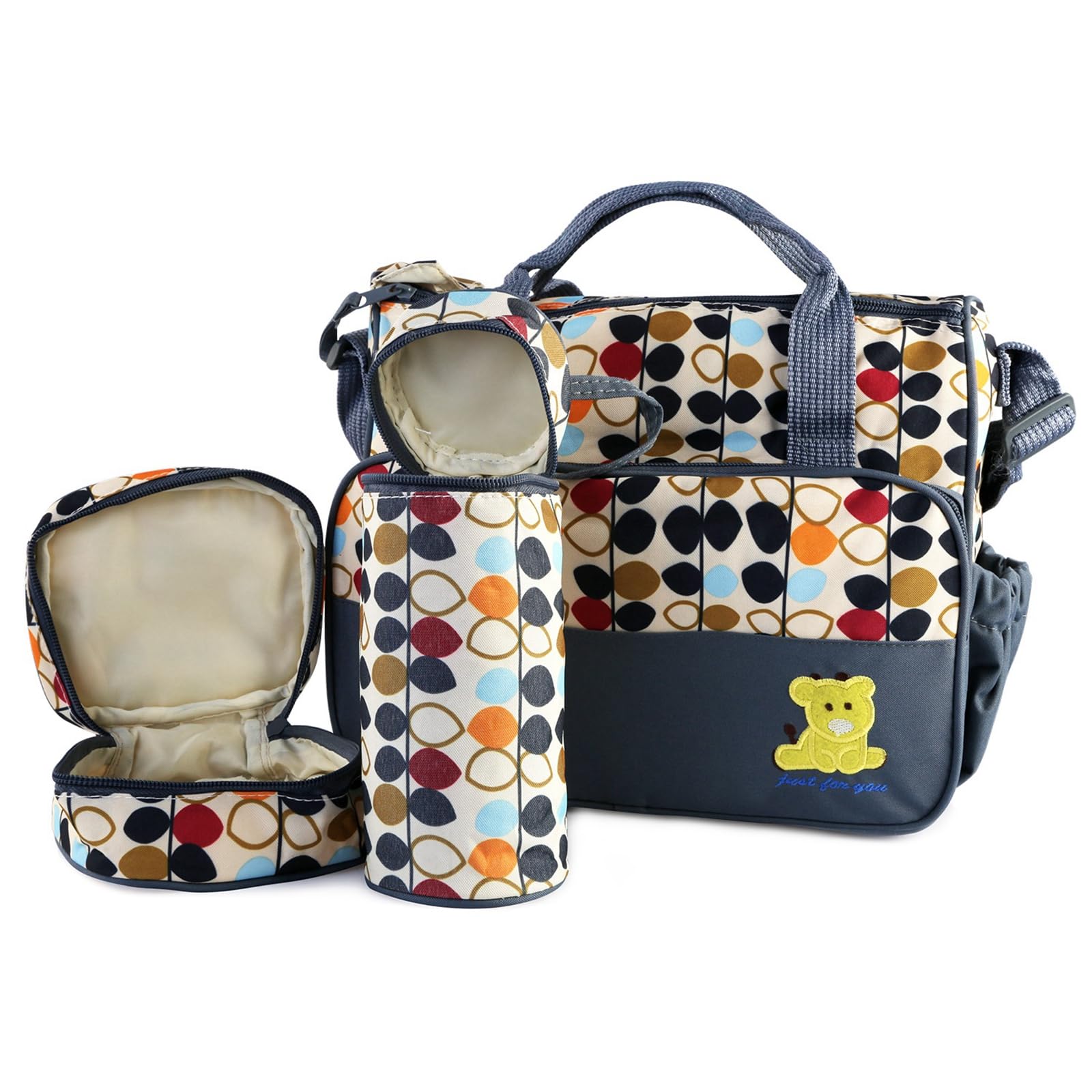 **Zorpupoa Large Diaper Bag Set for Boys & Girls - 5PCS Travel Tote with Nappy Changing Essentials - Stylish & Portable Mommy Bag for Outings, Shopping & Baby Care**