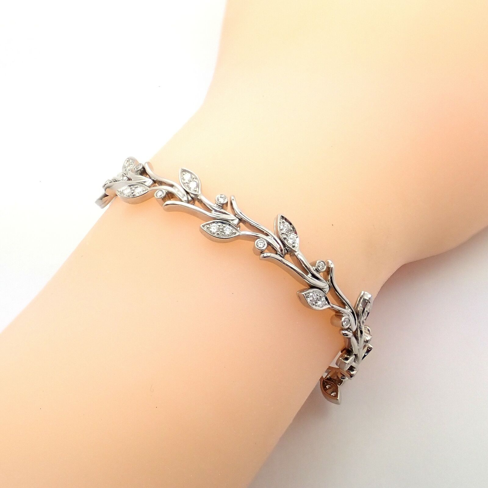 Authentic Tiffany & Co Platinum Diamond Garland Bracelet - Luxury Jewelry for Women, Elegant Gift for Weddings & Special Occasions
