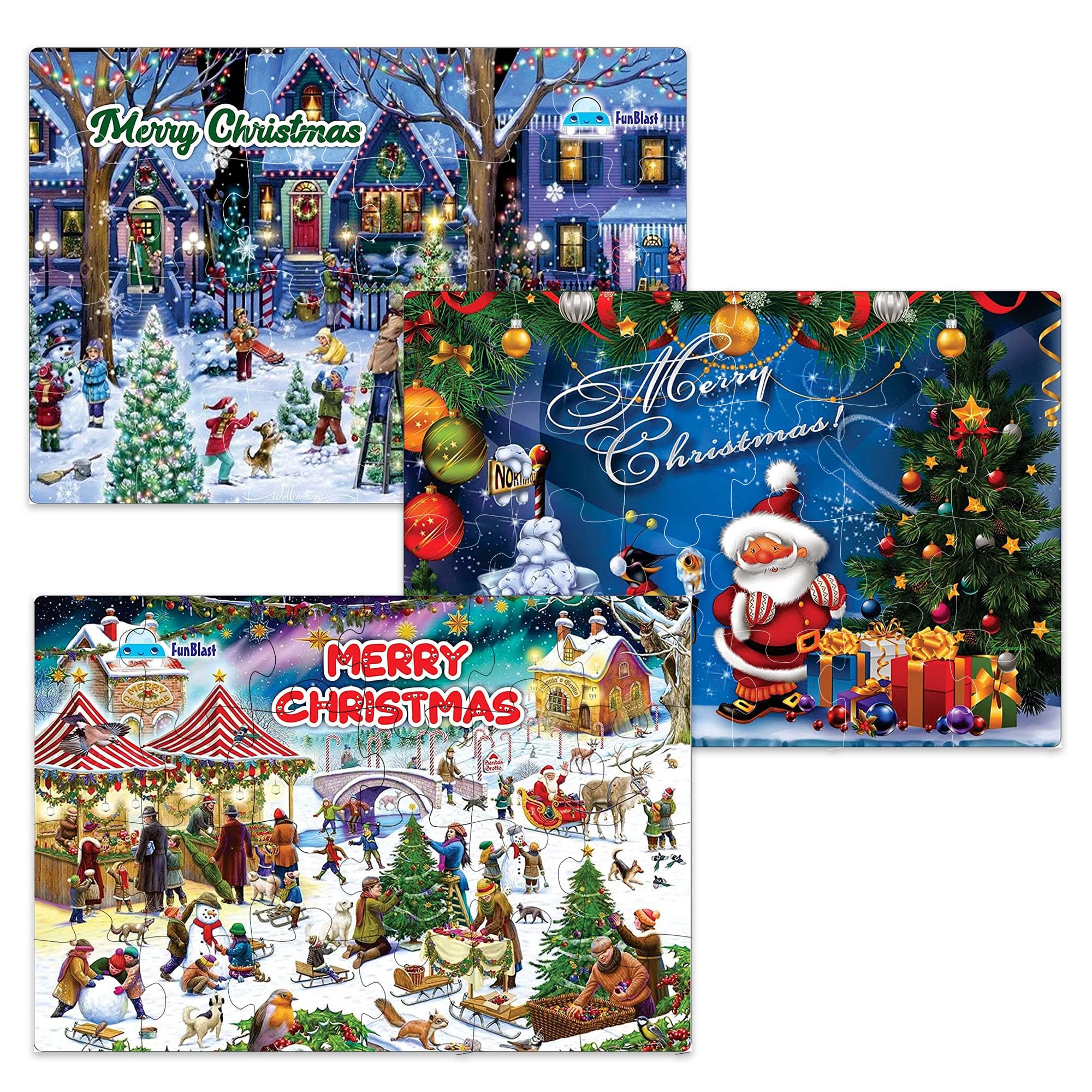 FunBlast Kids Jigsaw Puzzles Set of 3 - 72 Piece Educational Floor Puzzles for Boys & Girls Ages 3+ (30x22cm, Multicolor) | Christmas Gift, Learning Toys & Family Game Night Activities