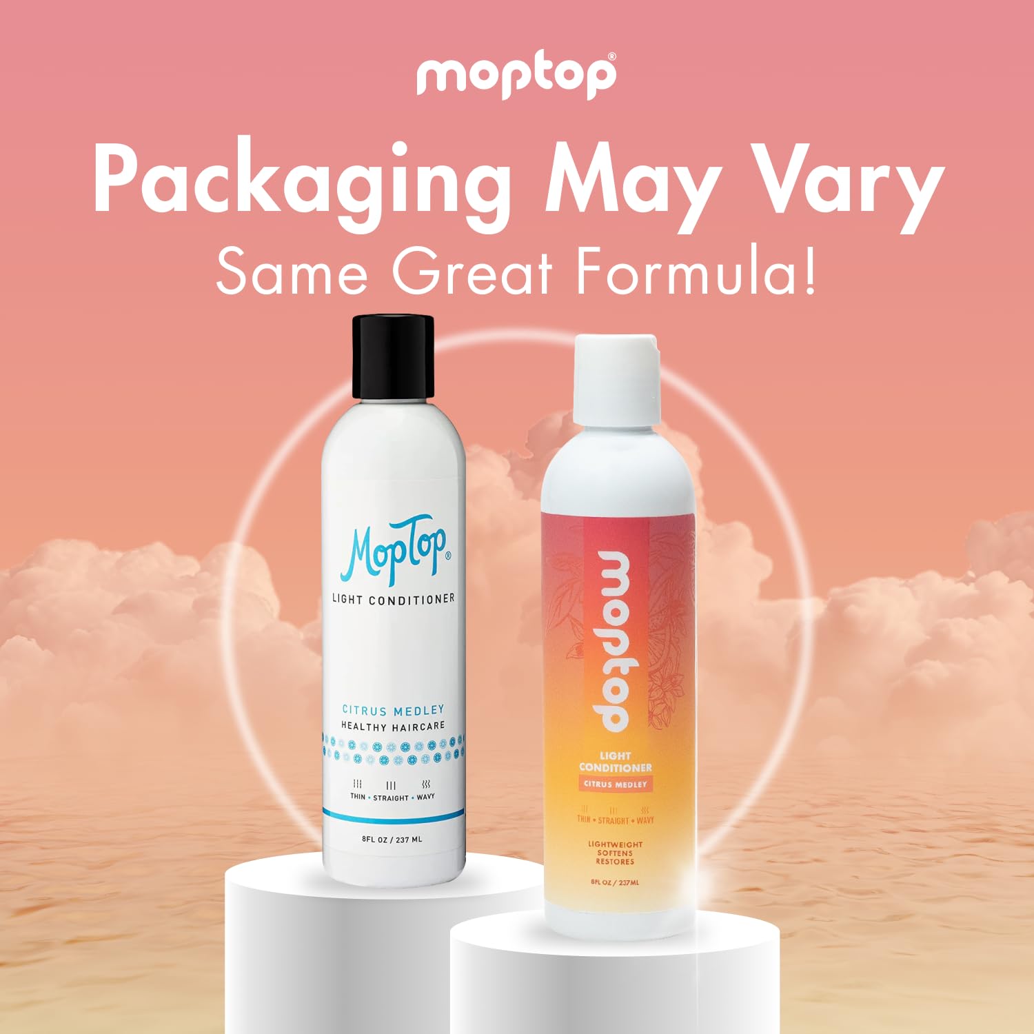 MopTop Light Conditioner - Sulfate & Paraben Free Hair Moisturizer for All Hair Types (Thin, Straight, Wavy, Curly) - Enhances Moisture & Reduces Frizz - Citrus Medley Scent - 8oz - Perfect for Daily Hair Care & Frizz Control