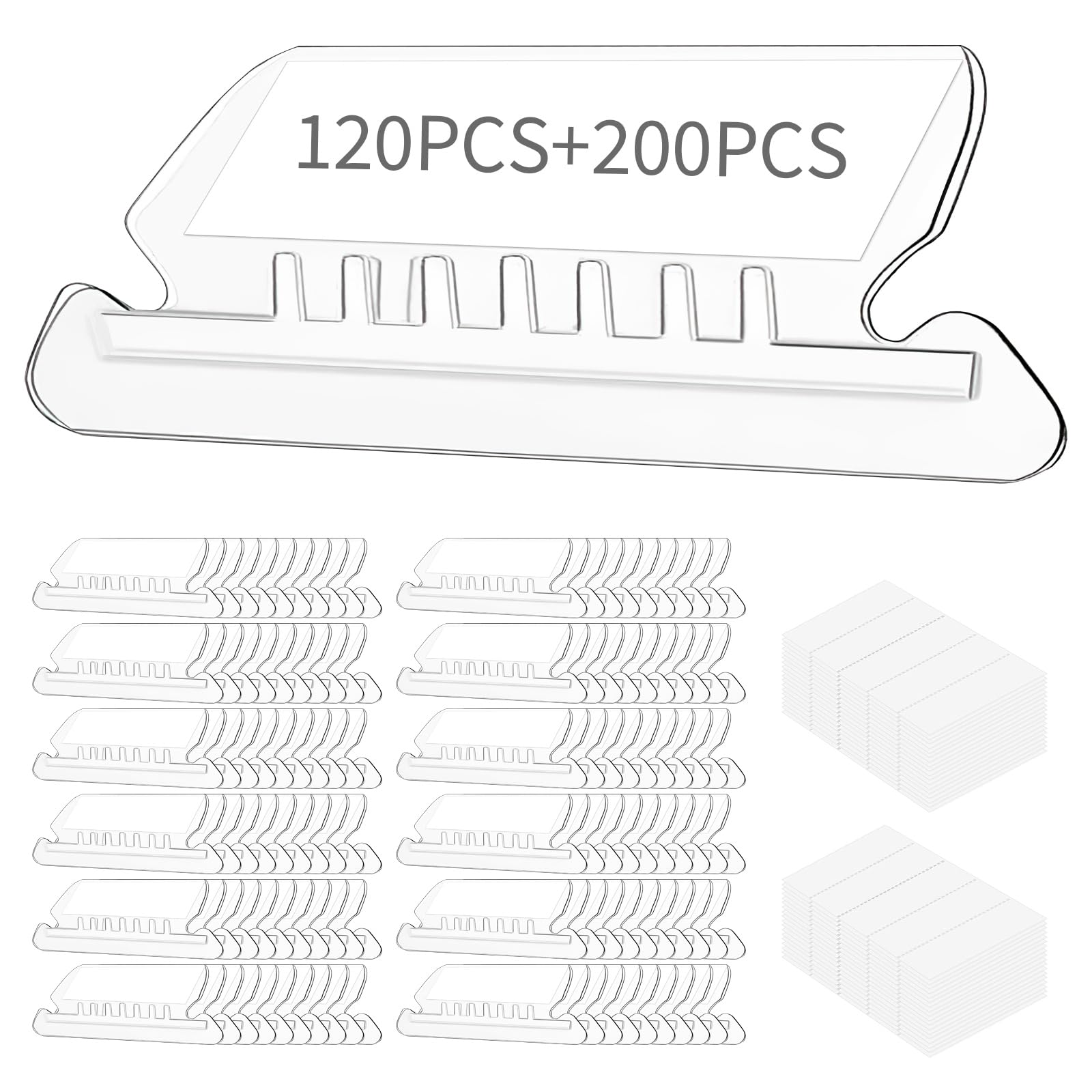 120 Pcs Plastic Hanging File Folder Tabs with 200 Inserts - Clear Hanging File Tabs for Office Organization | Perfect for Filing Cabinets, Document Storage & Office Supplies