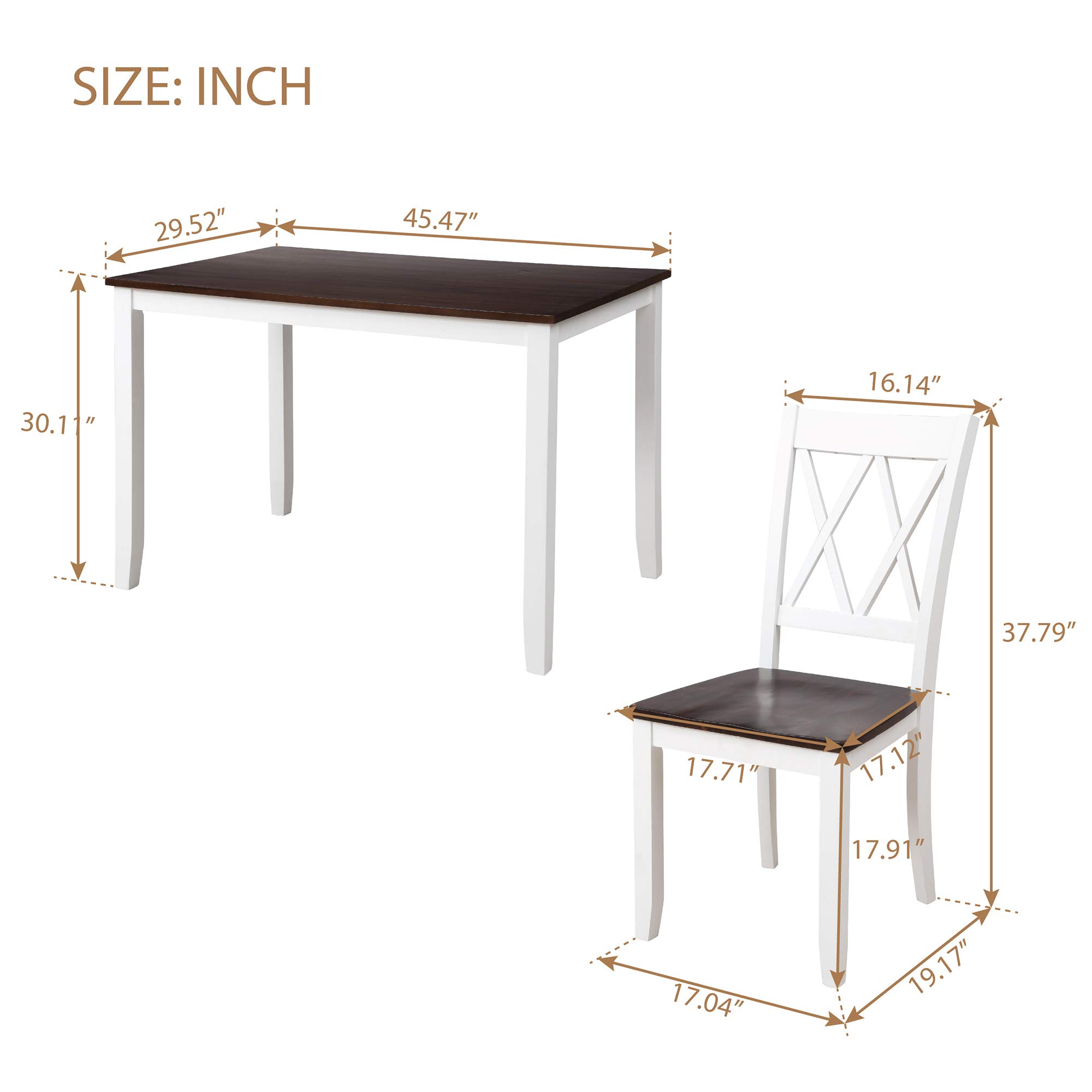 Harper & Bright Designs 5-Piece Wood Dining Table Set for 4, Compact Kitchen Table & Chairs in White & Cherry, Perfect for Small Spaces & Cozy Meals