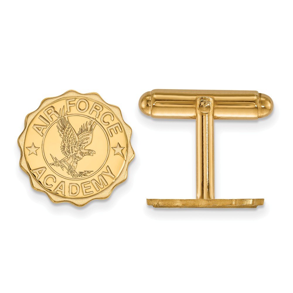 Gold Plated Air Force Crest Cufflinks for Men - Military Style Dress Shirt Accessories for Formal Events & Business Occasions