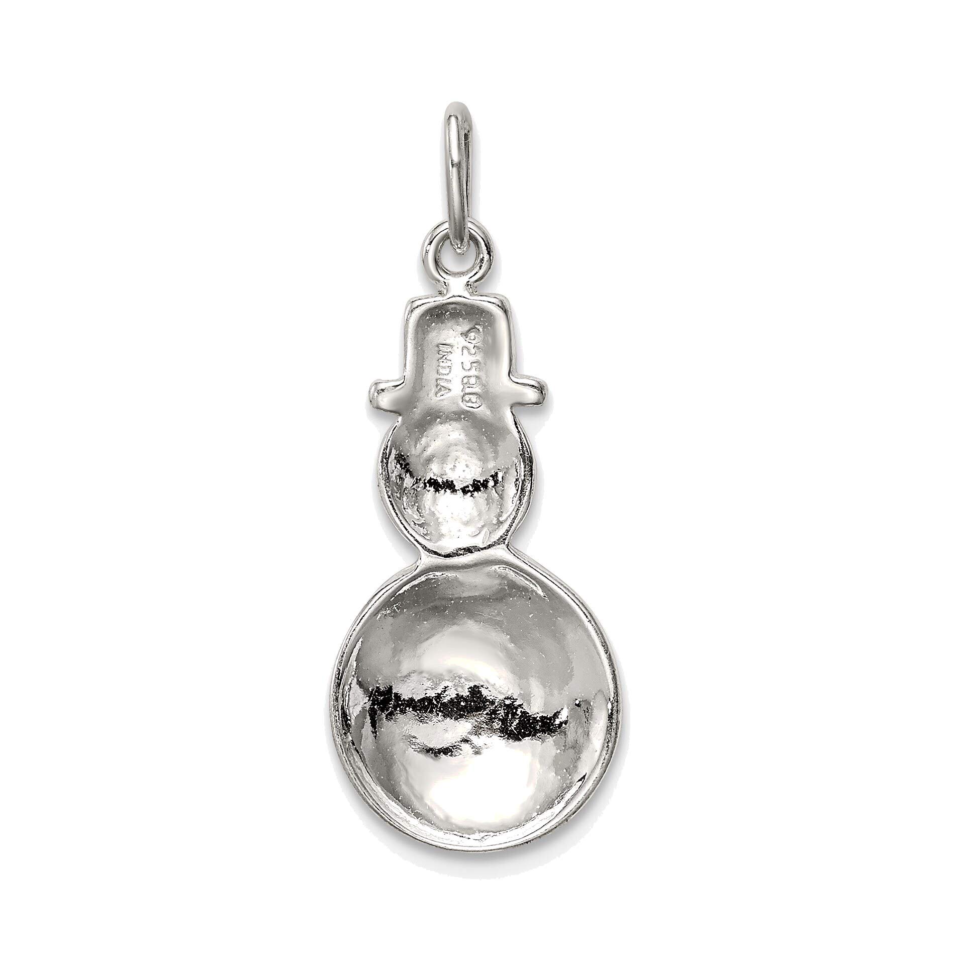 Sterling Silver Snowman Pendant - Enamel Jewelry for Winter Gifts