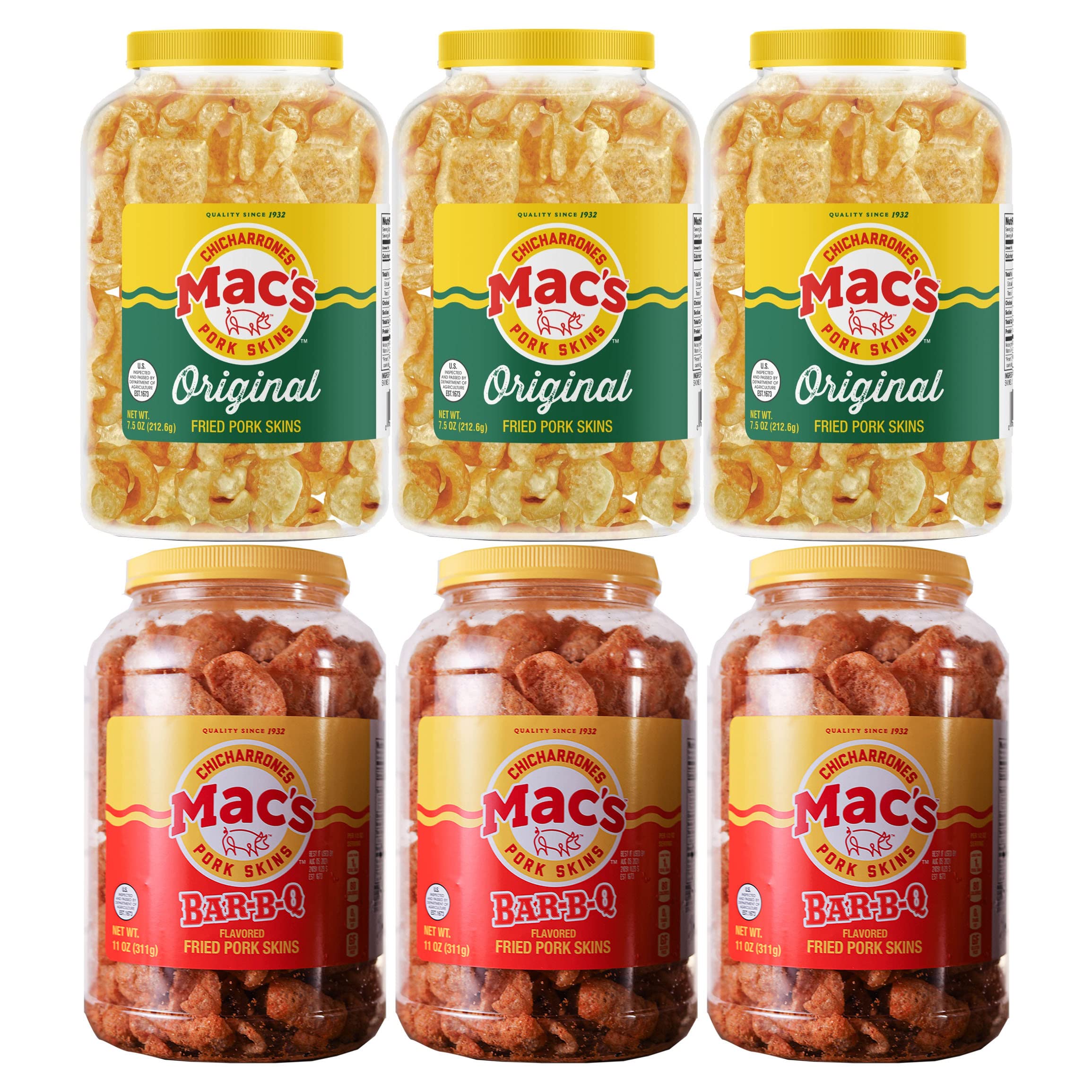 Mac's Pork Skin Canisters - Crunchy Pork Rinds Variety Pack (6 Flavors) | Keto & Low Carb Snacks | Perfect for Parties, Movie Nights & On-the-Go Snacking