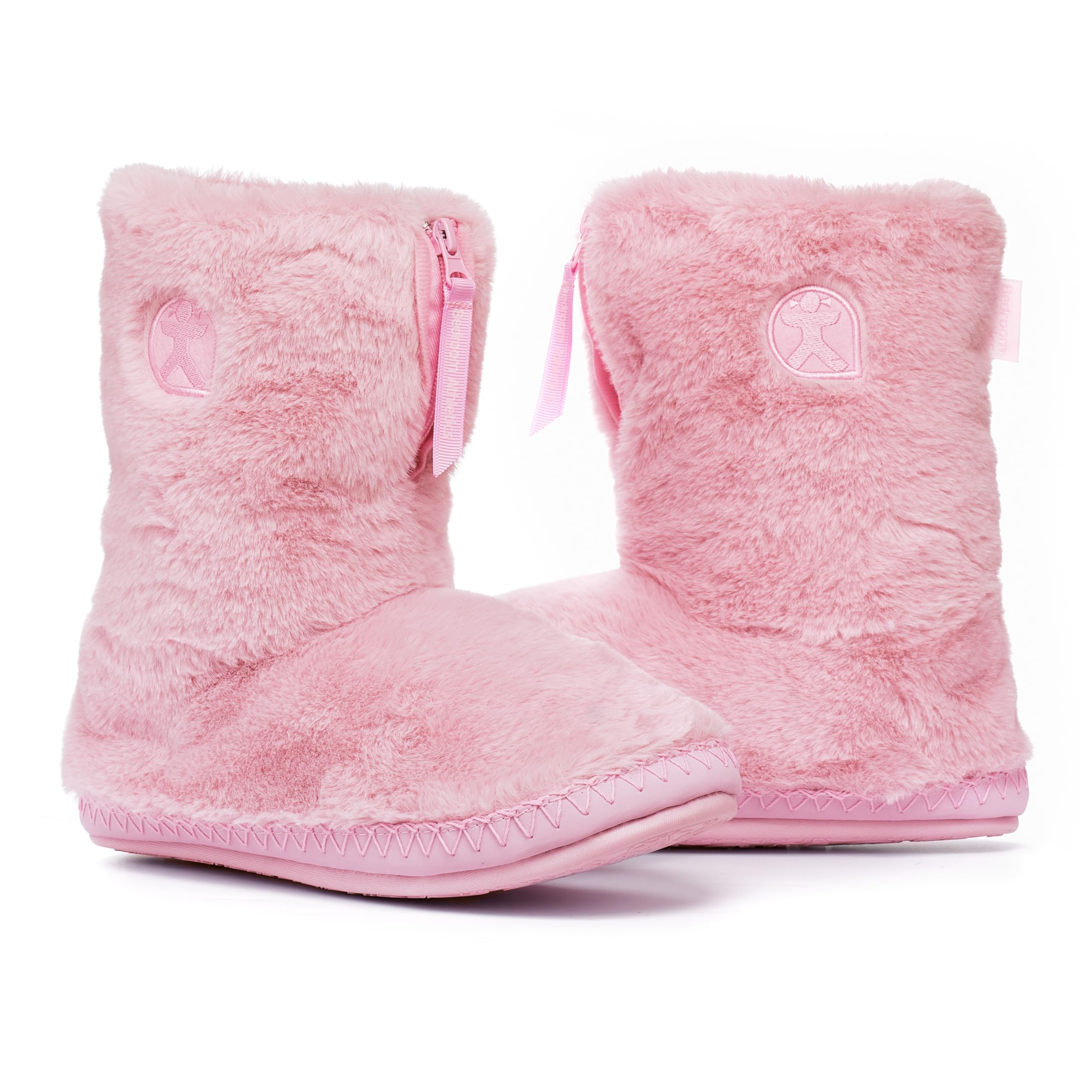 Cozy Women's Faux Fur Memory Foam Slipper Boots - Warm Indoor/Outdoor House Shoes with Non-Slip Outsole & Zip Up Closure (Machine Washable) - Perfect for Winter Comfort at Home, Office or Quick Outdoor Errands - Marilyn Style