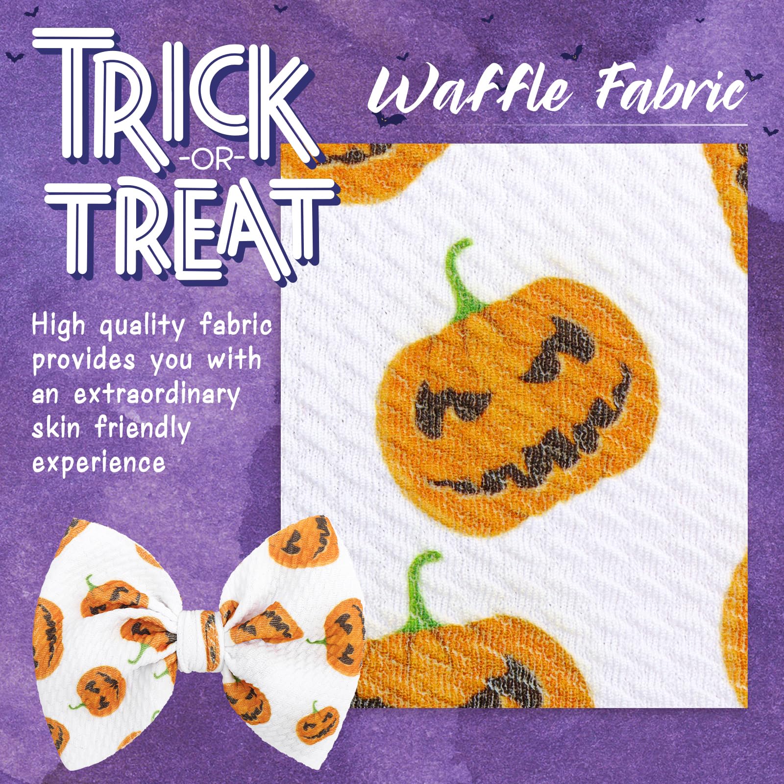 Halloween Baby Headbands with Bows - Pumpkin & Ghost Print for Girls - Party & Photo Props