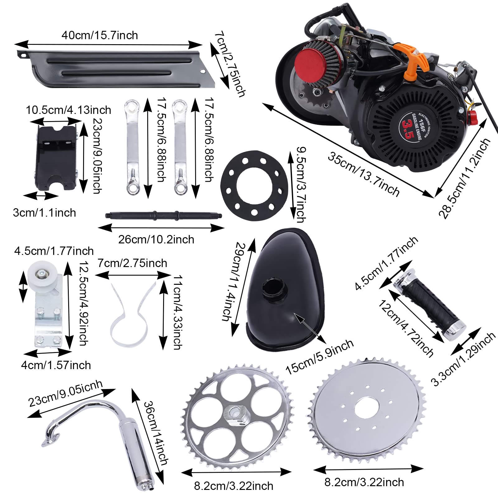100CC 4-Stroke Bicycle Engine Kit - Single Cylinder Gas Motorized Bike Conversion Kit with Belt Drive for Scooters & Bicycles | Perfect for Commuting, Off-Road Adventures & DIY Bike Projects