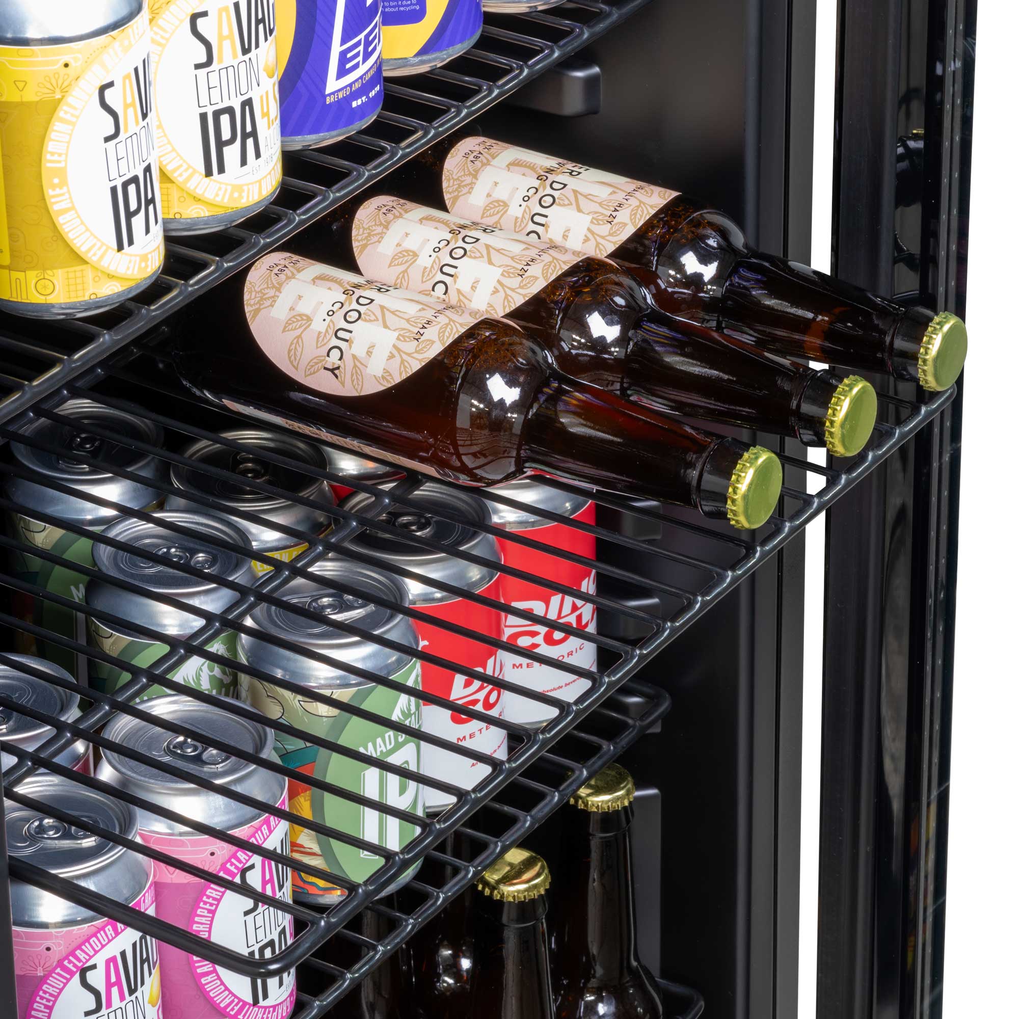 Baridi 115L Under Counter Beverage Cooler - Black DH223 | Energy Efficient Beer & Wine Fridge with LED Light | Perfect for Home Bars, Kitchens & Entertaining Spaces