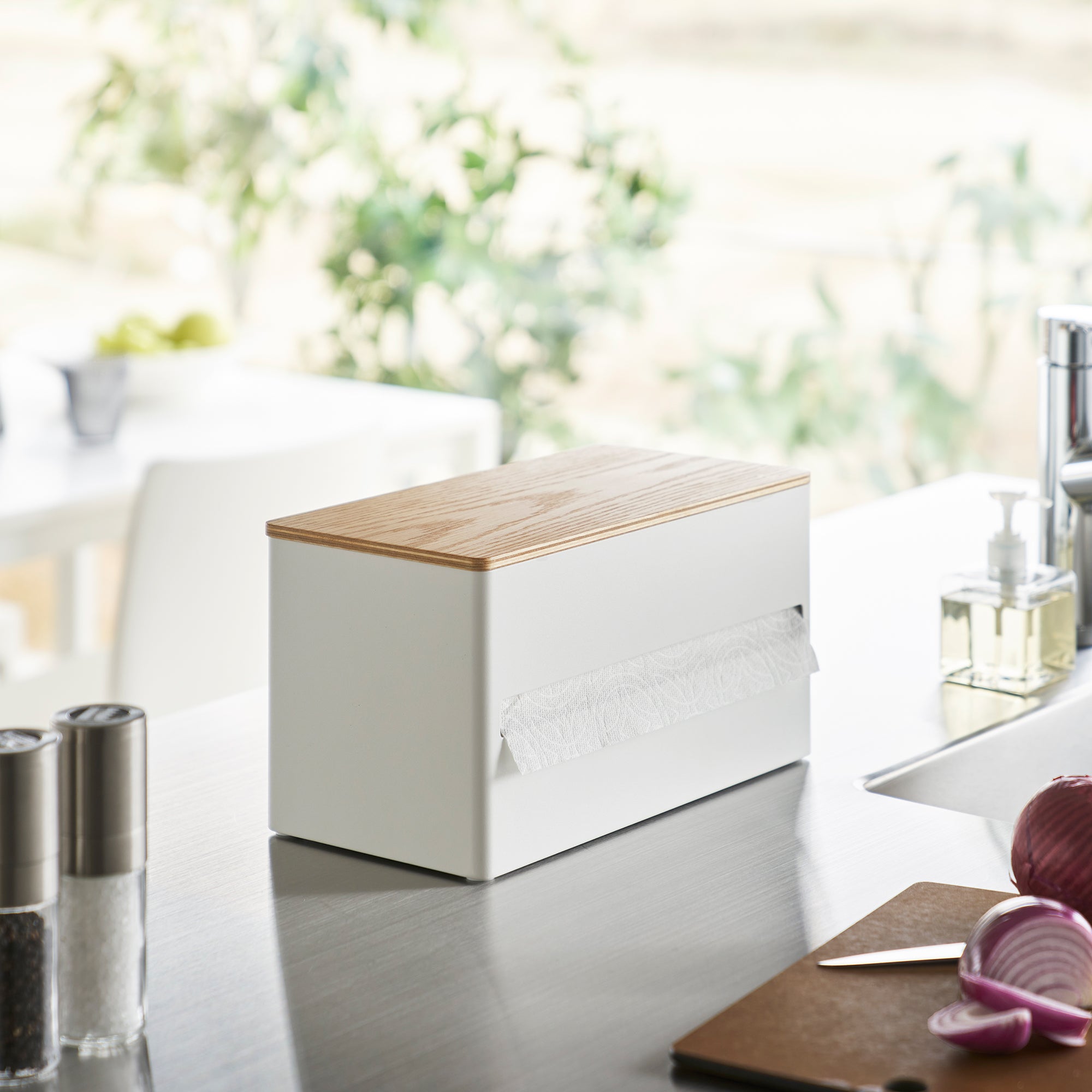 Stainless Steel and Wood Paper Towel Holder - Wall Mount or Countertop - Perfect for Kitchen, Bathroom, and Office Use