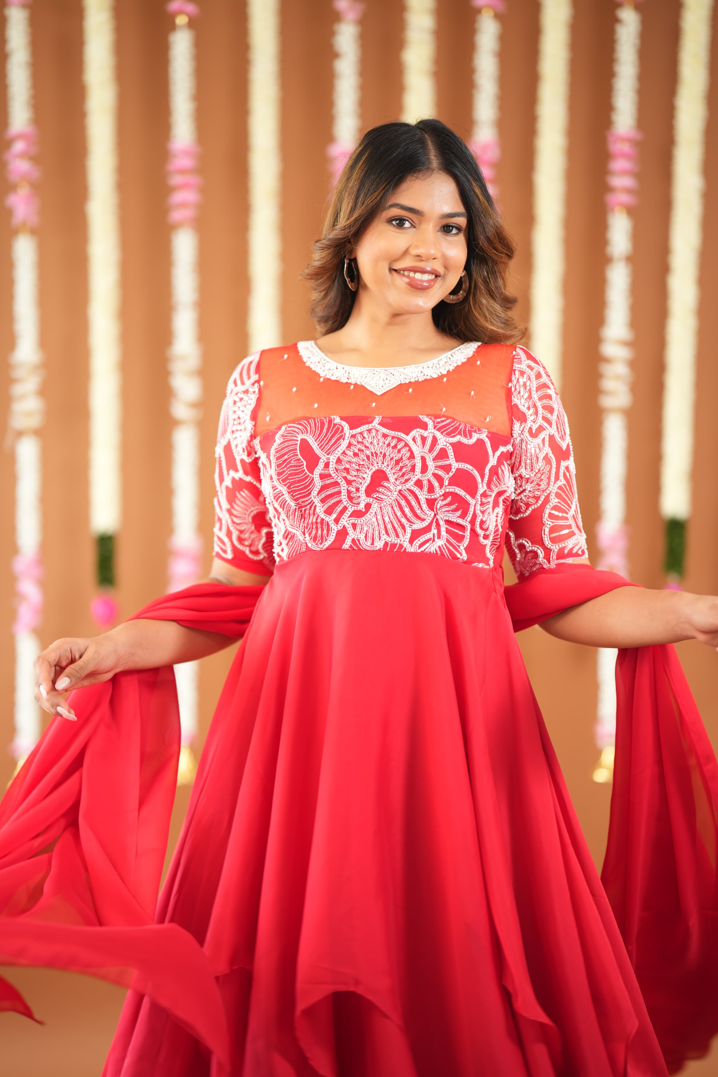 DD612 Nithya Premium Designer Anarkali Kurti for Women - Elegant Ethnic Embroidered Long Tunic Top for Parties, Weddings & Festive Occasions