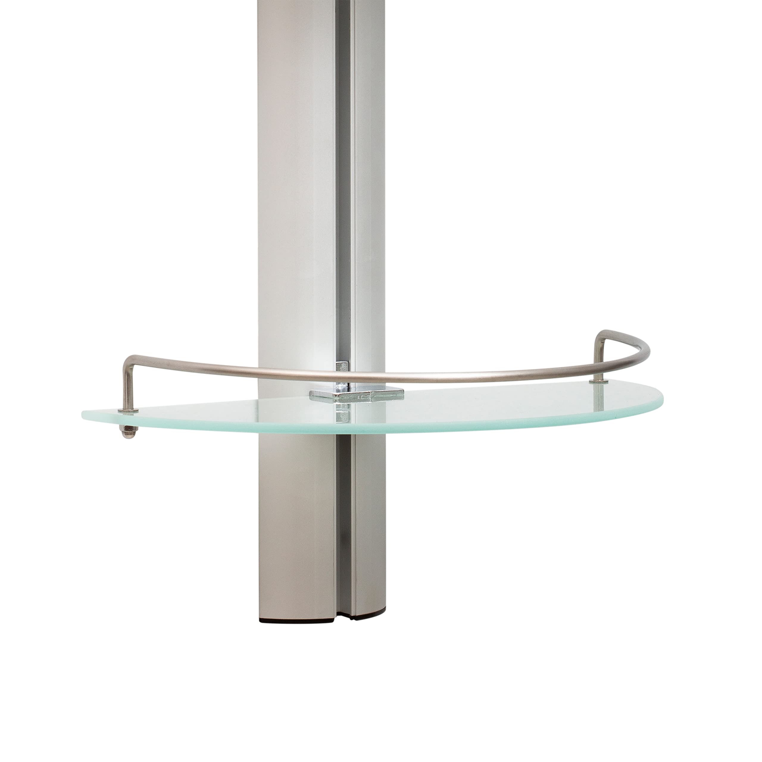 3-Tier Half Moon Bathroom Shelf with Stainless Steel Rail - Space Saving Glass Shelves for Shower Organization, Bathroom Storage & Home Decor