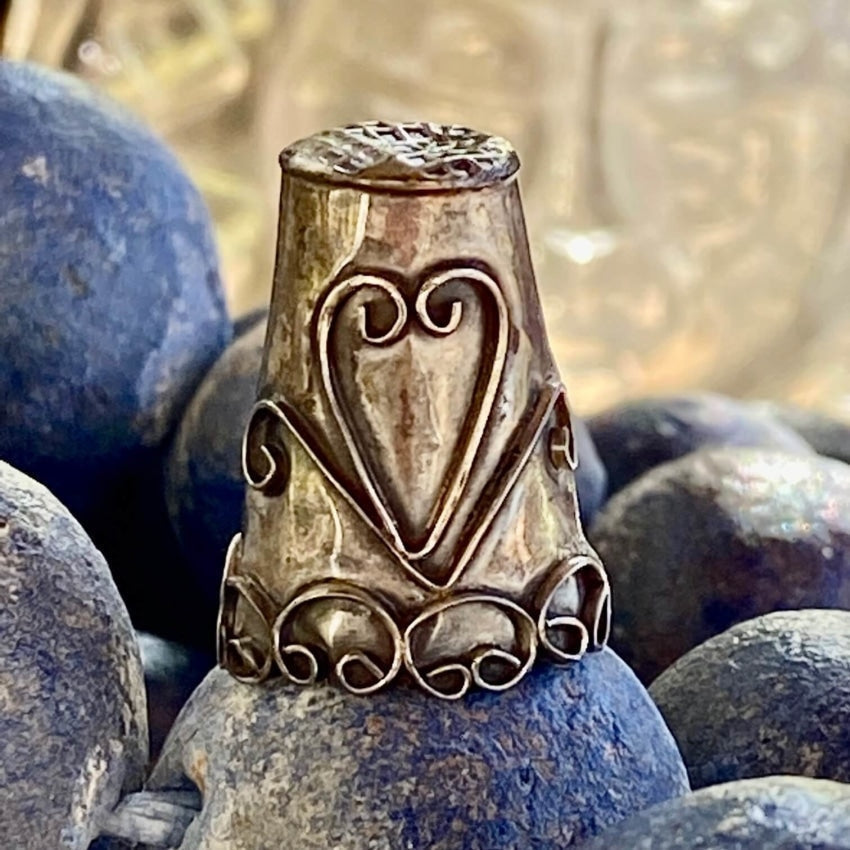 Vintage Mexican Sterling Silver Thimble with Heart Design - Authentic Handmade Collectible for Sewing, Crafting & Gift Giving